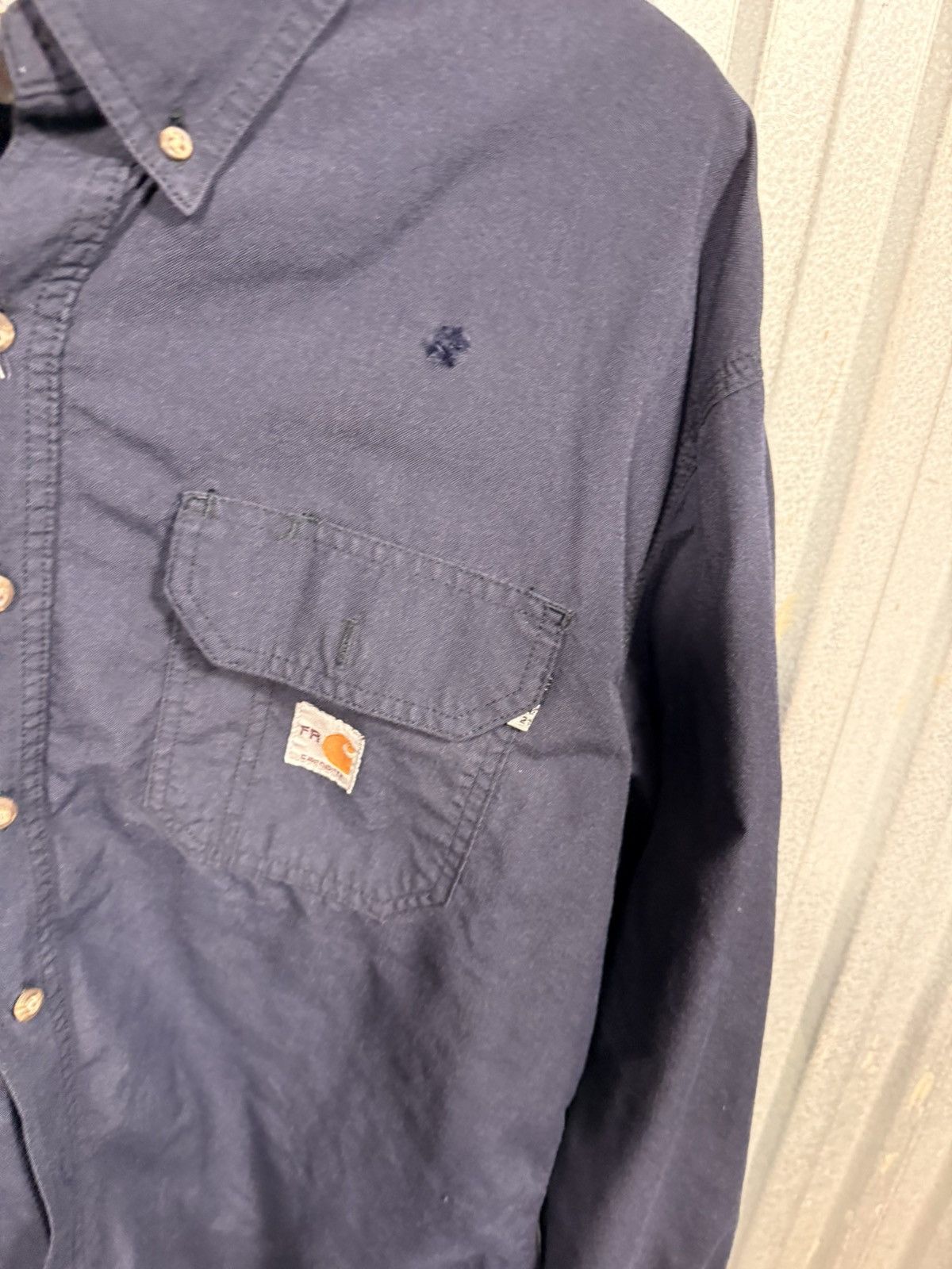 Carhartt Carhartt Fr Navy Western Work Wear Button Up Shirt Size US XL / EU 56 / 4 - 7 Thumbnail