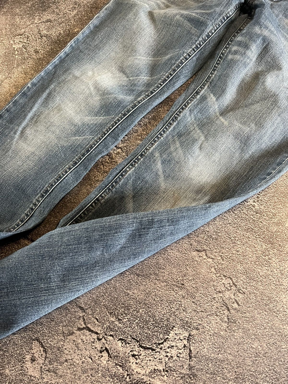 Japanese Brand Distressed Flared Slim Jeans / Faded Drip Style Y2K Size US 30 / EU 46 - 7 Thumbnail