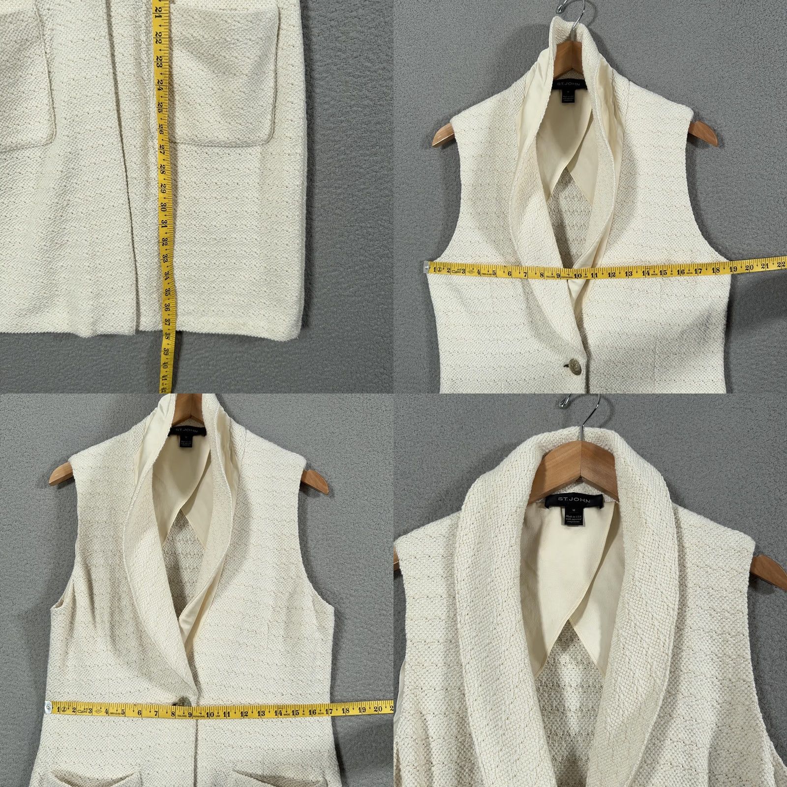 St. John St John Vest Womens Medium White Knit Lined Silk Pockets USA Size M / US 6-8 / IT 42-44 - 9 Thumbnail