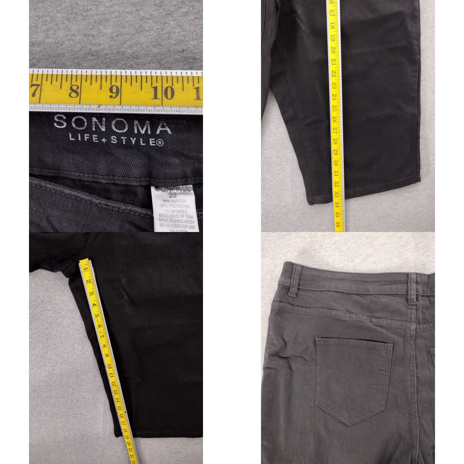 Vintage Sonoma Black Jeans Shorts Bermuda High Rise 22 Plus Women's" Size 27" / US 4 / IT 40 - 8 Thumbnail