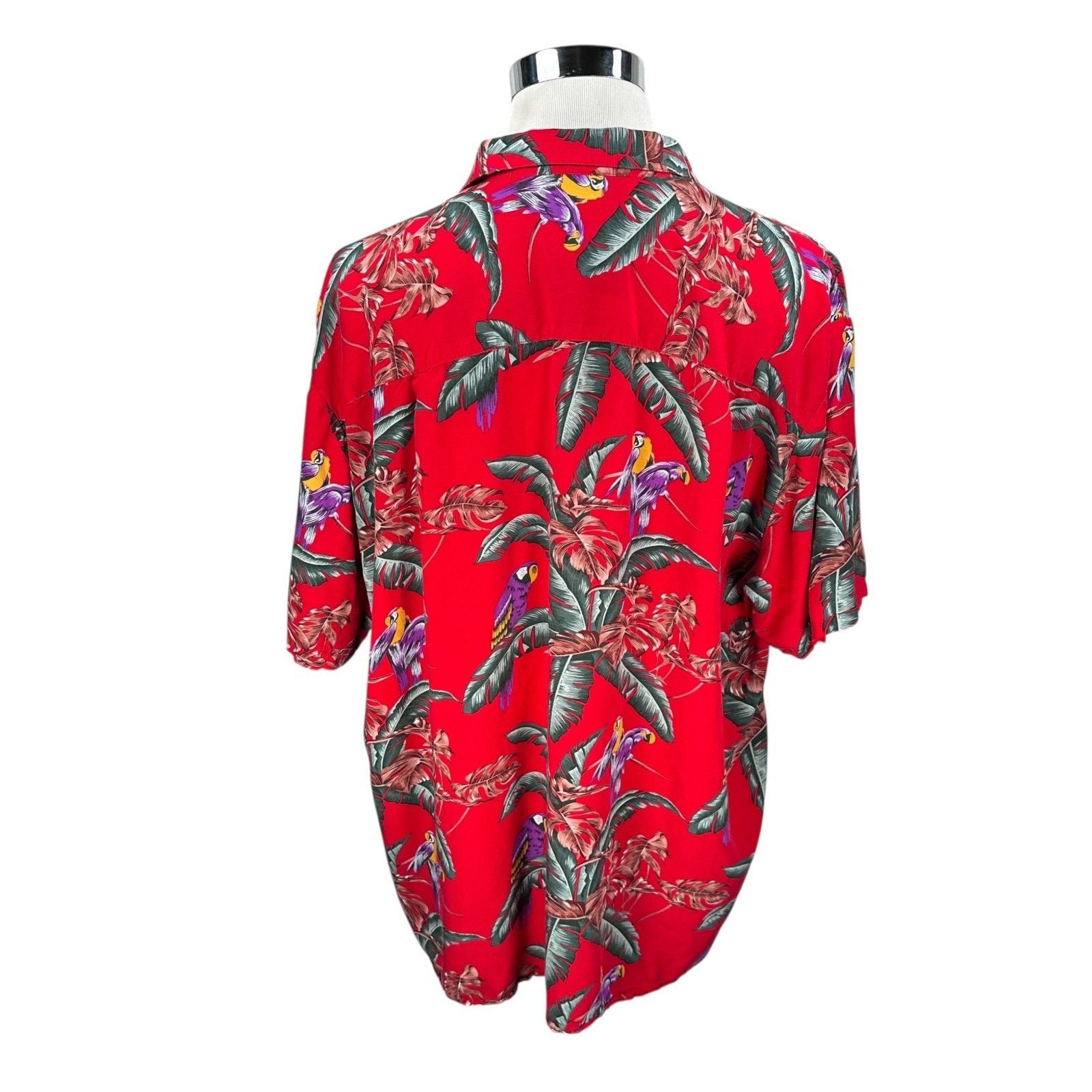 Paradise Found Paradise Found Hawaiian Shirt Mens 2XL Jungle Bird Red Rayon Size US XXL / EU 58 / 5 - 5 Thumbnail