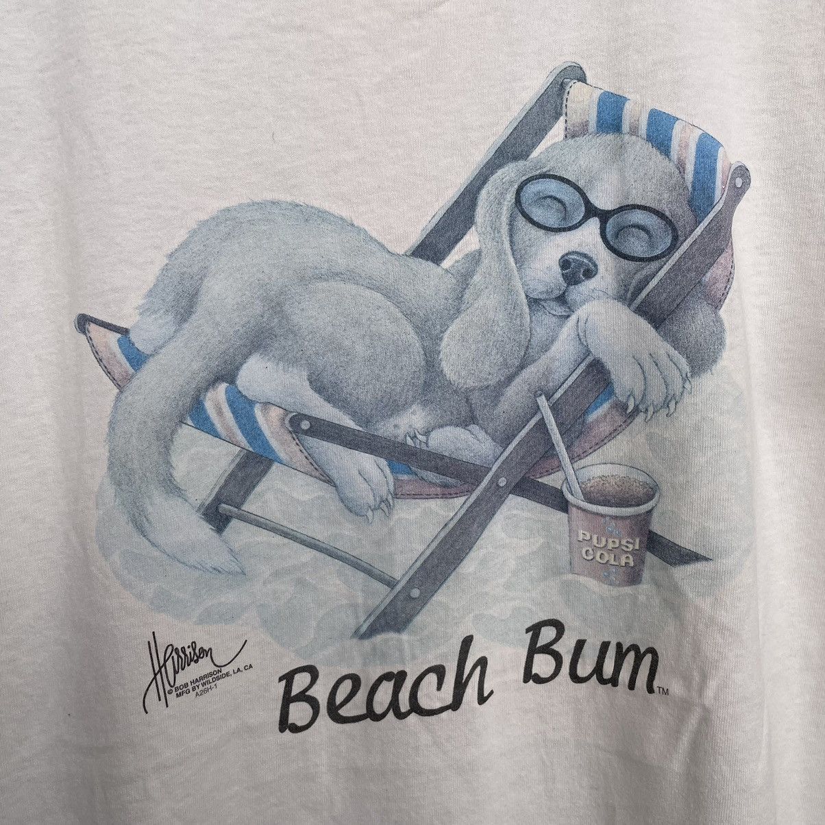 Vintage 2000s Bob Harrison Artwork Beach Bum Pupsi Cola Humor Tee Size US S / EU 44-46 / 1 - 2 Thumbnail