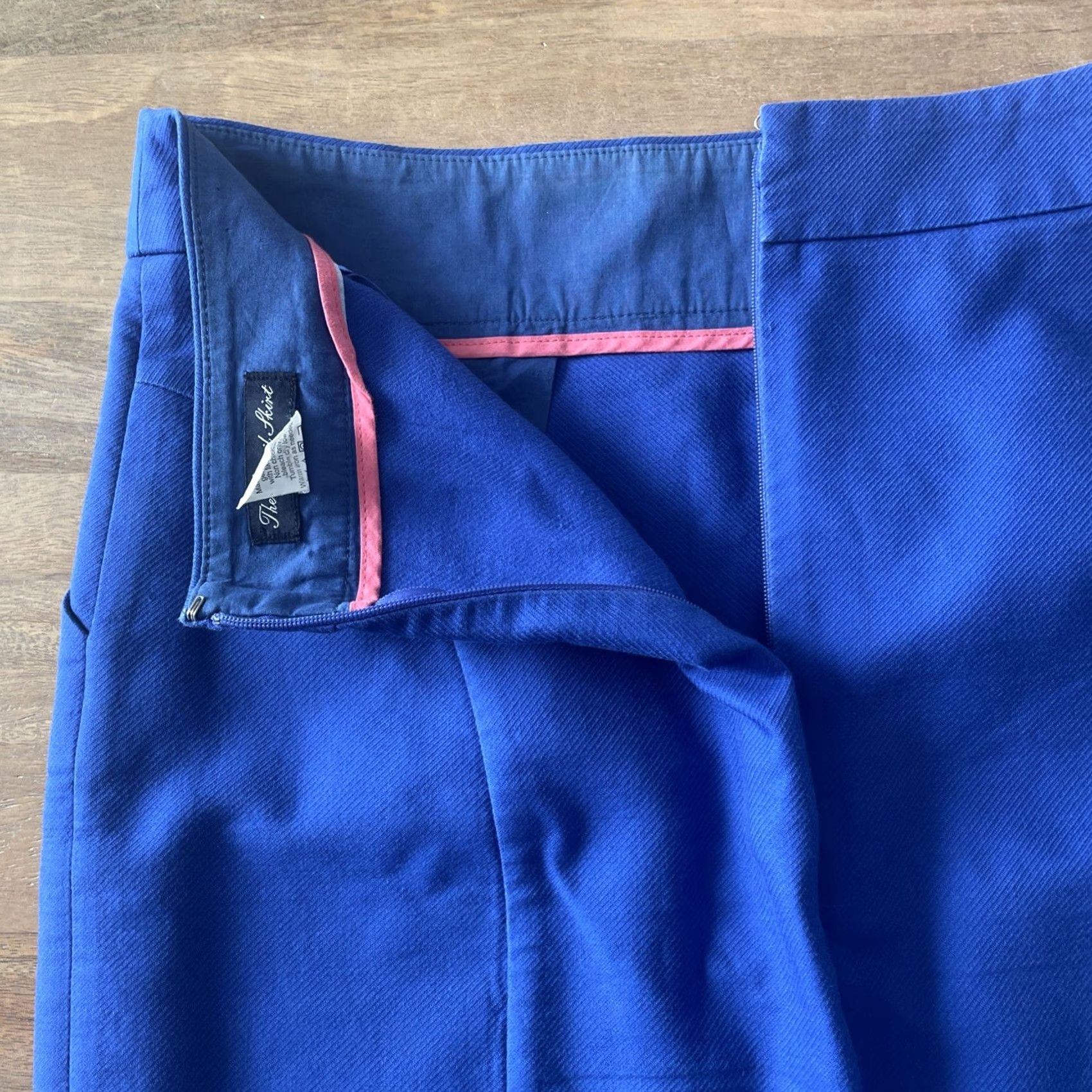 J.Crew VINTAGE J.CREW The Pencil Skirt Womens Size 0 Blue 100% Cotton A-line Short Skirt Women Slim Office Chic 90s Y2K Size 25" / US 0 / IT 36 - 5 Thumbnail
