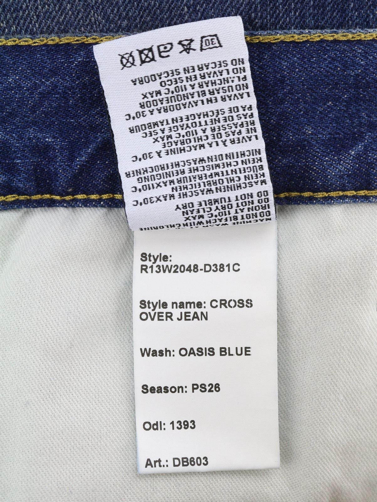 R13 CROSS OVER 24 Oasis Blue Distress 88195 Size 24" / US 00 / IT 34 - 11 Thumbnail