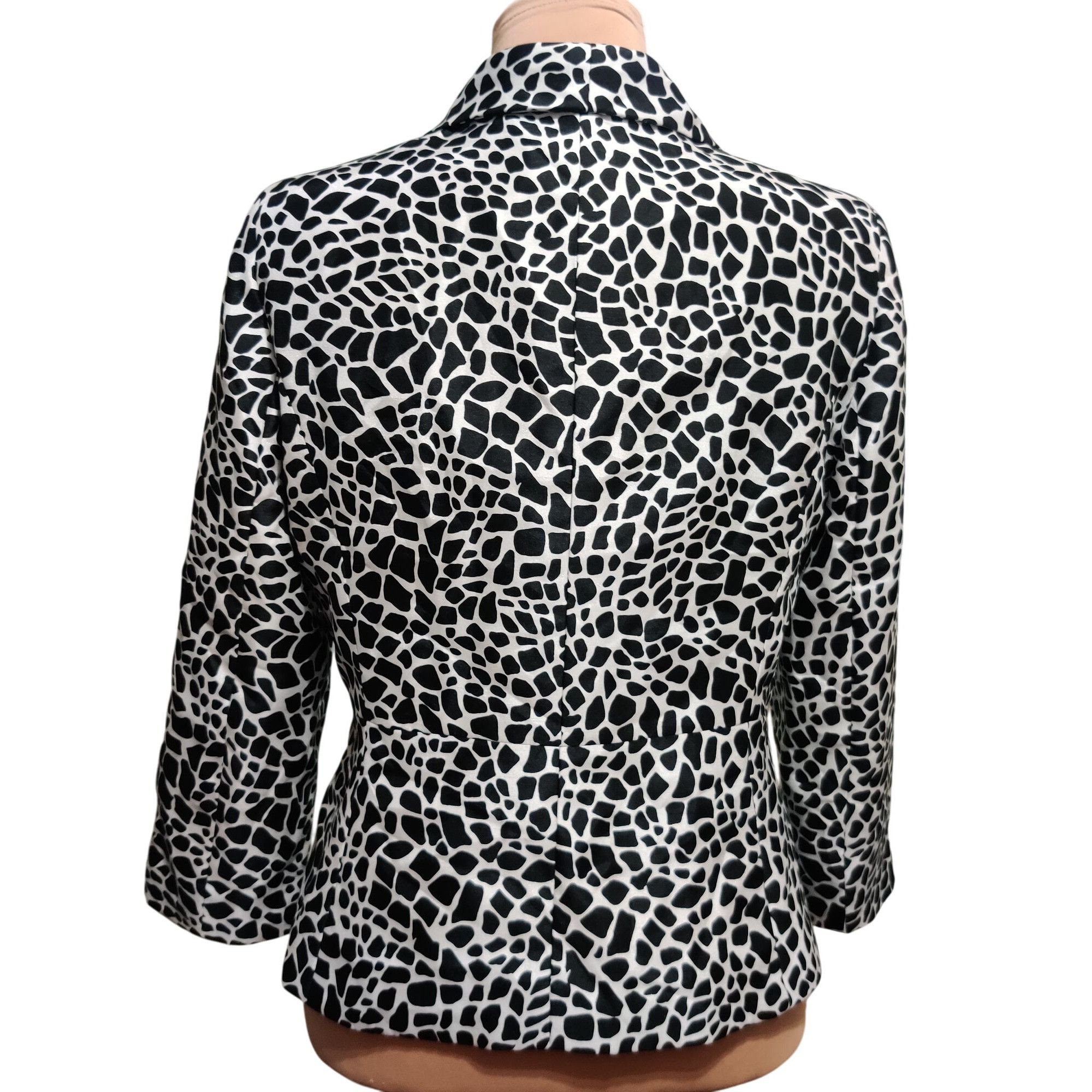 Kasper Kasper Womens 12 Black White Giraffe Animal Print Satin Blaz Size XL / US 12-14 / IT 48-50 - 4 Thumbnail