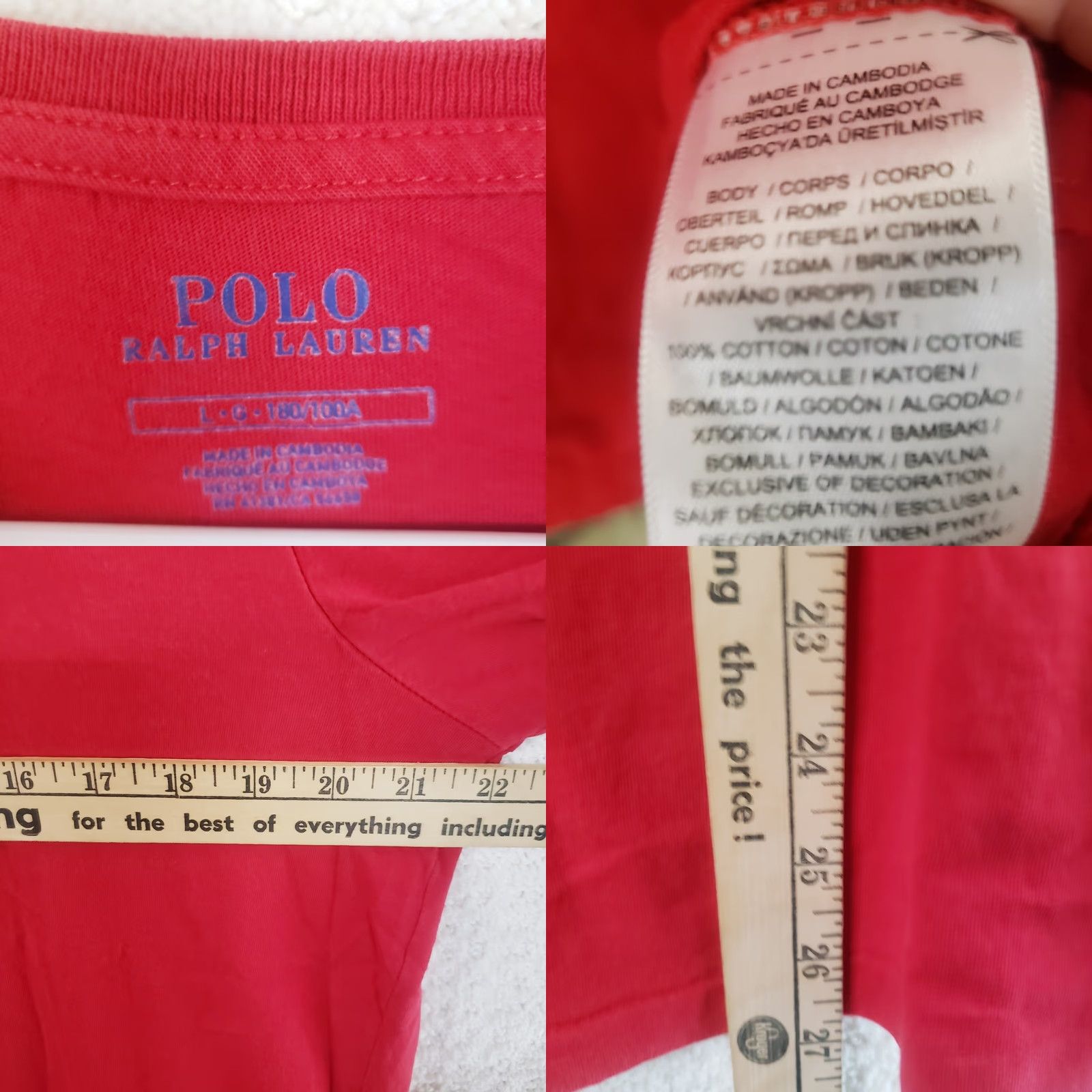 Polo Ralph Lauren Polo Ralph Lauren Red Classic Crewneck T-Shirt Pony Logo Short Sleeve Size L Mens Size US L / EU 52-54 / 3 - 8 Thumbnail
