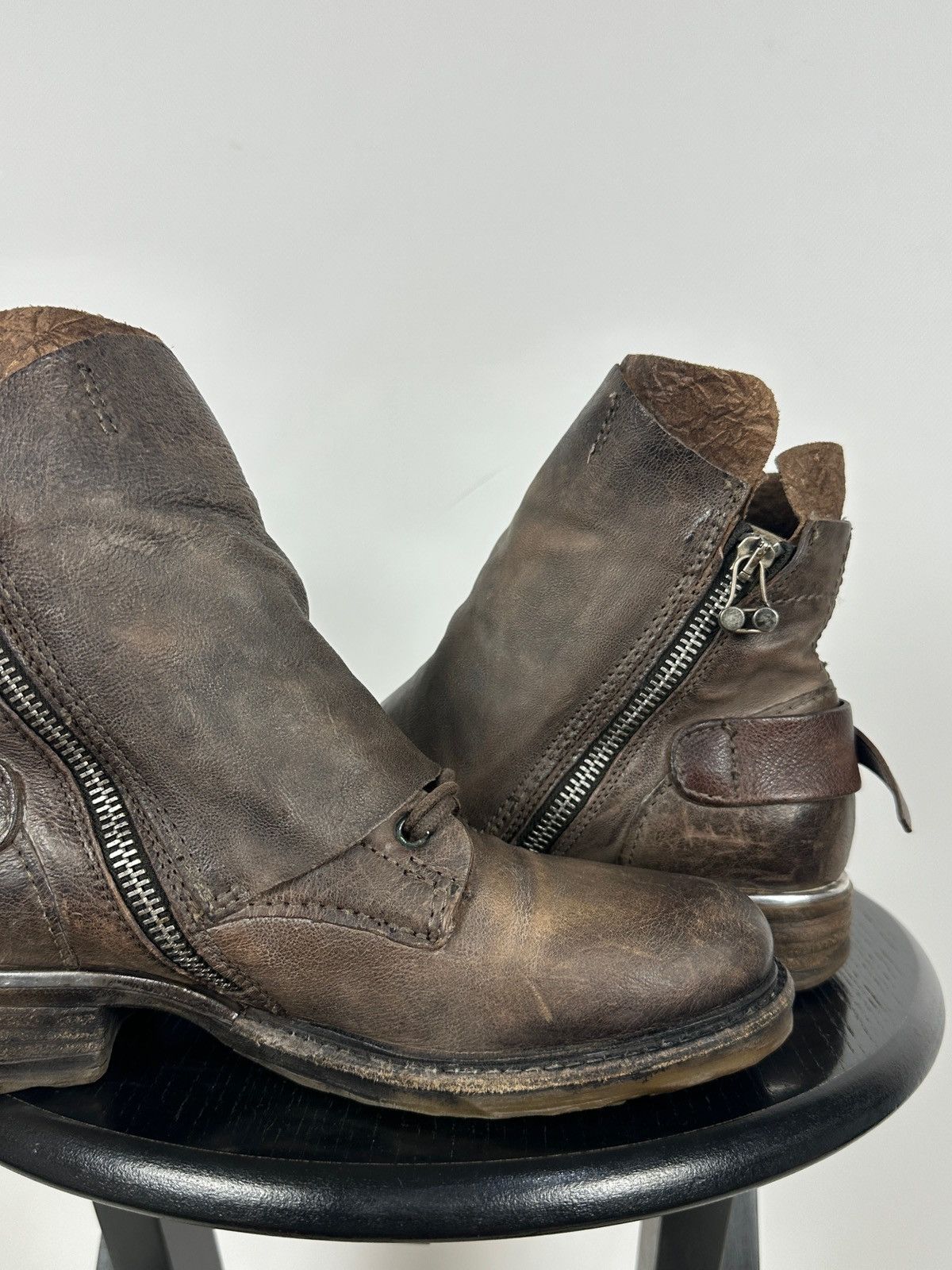 A.S.98 A.S.98. Airstep Brown Leather Buckle Biker Ankle Boots Size US 6 / IT 36 - 20 Thumbnail