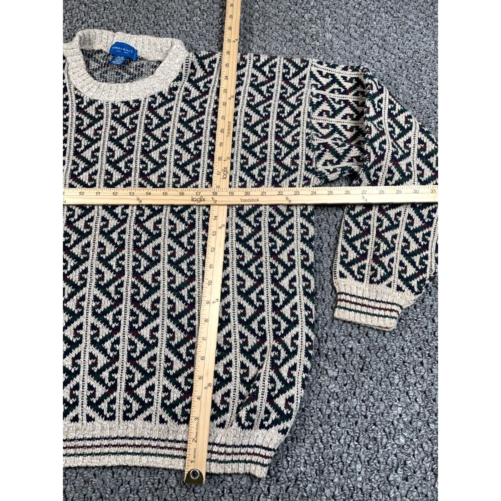 Vintage VINTAGE Towncraft Sweater Geometric Pattern Heavyweight Knit Adult XL Beige Mens Size US XL / EU 56 / 4 - 4 Thumbnail