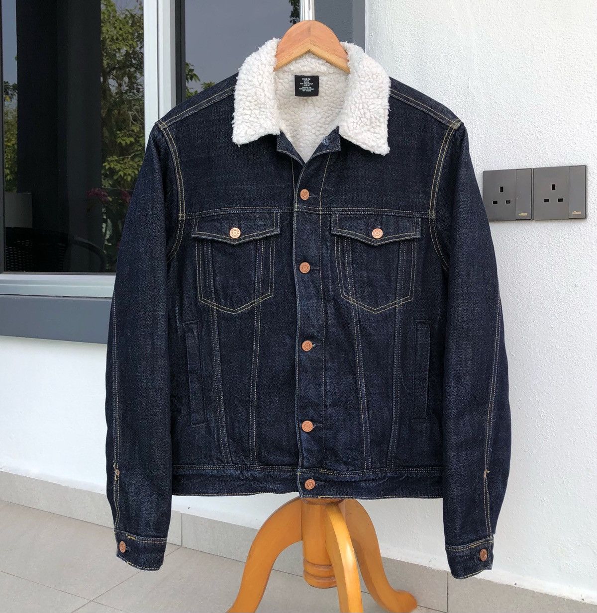 Denim Jacket H M Japanese Brand H M Sherpa Trucker Denim Jacket Grailed