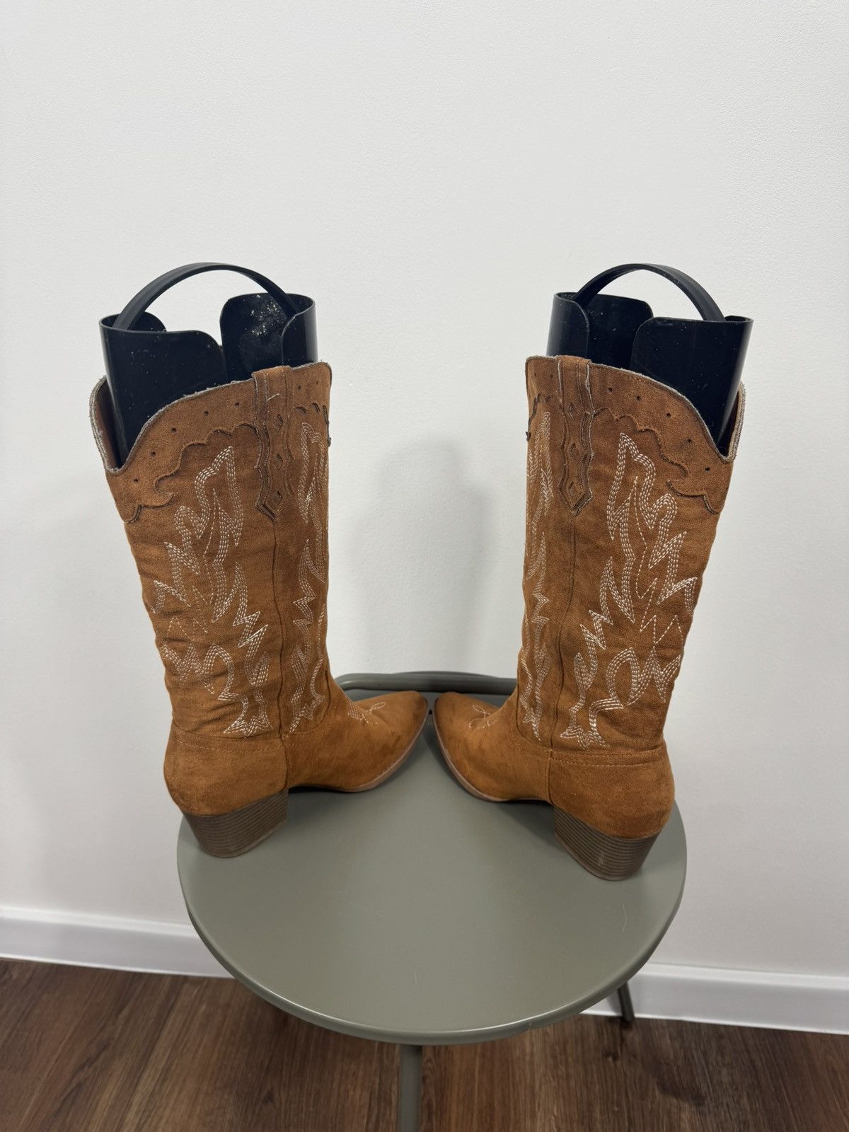 Other Women Western Cowboy Boots Brown Suede Mid Calf Heel EU 37 Size US 6 / IT 36 - 9 Thumbnail