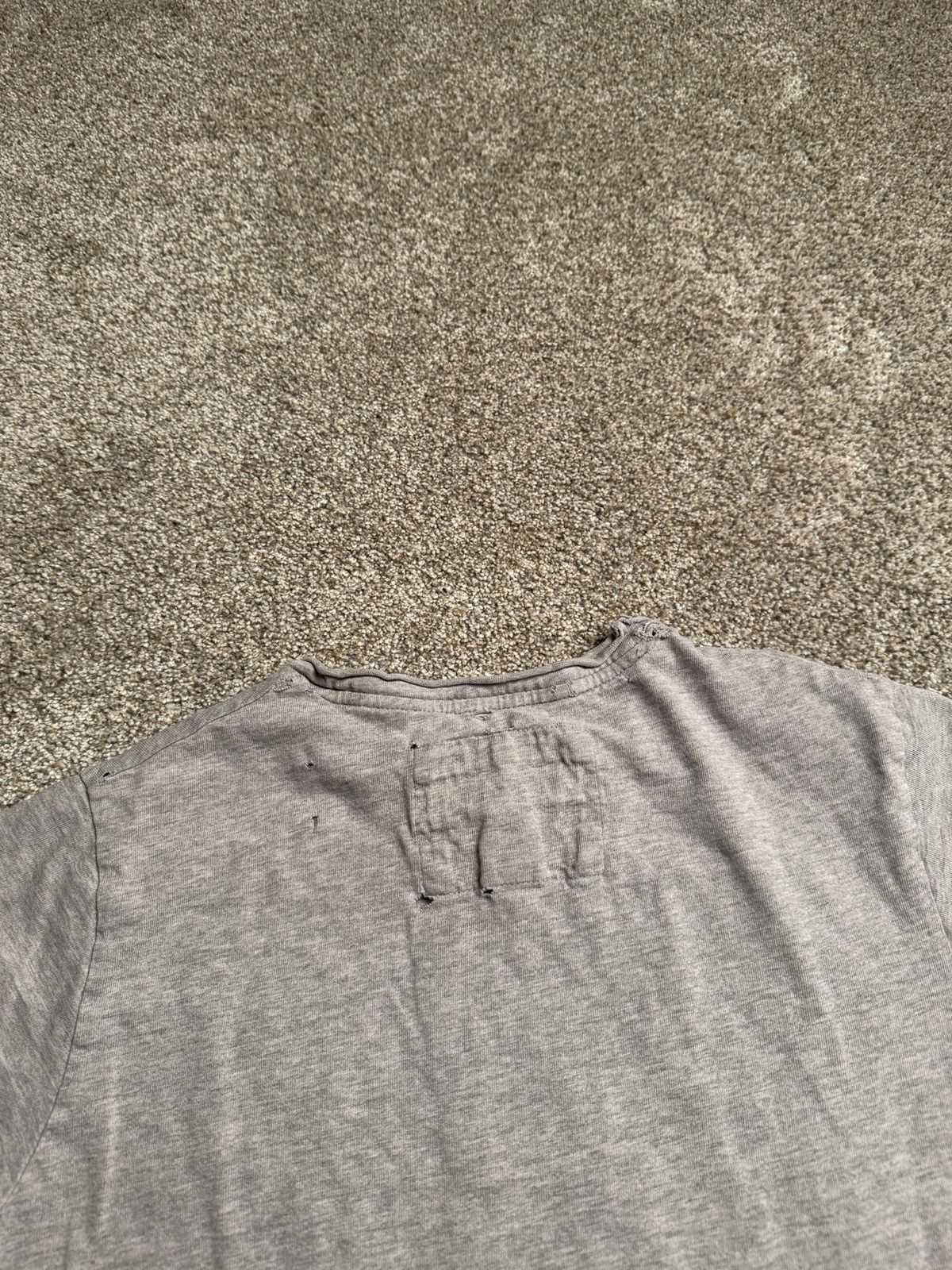 American Eagle Outfitters AMERICAN EAGLE HEATHER GREY DISTRESSED PATCHWORK TEE Size US M / EU 48-50 / 2 - 7 Thumbnail