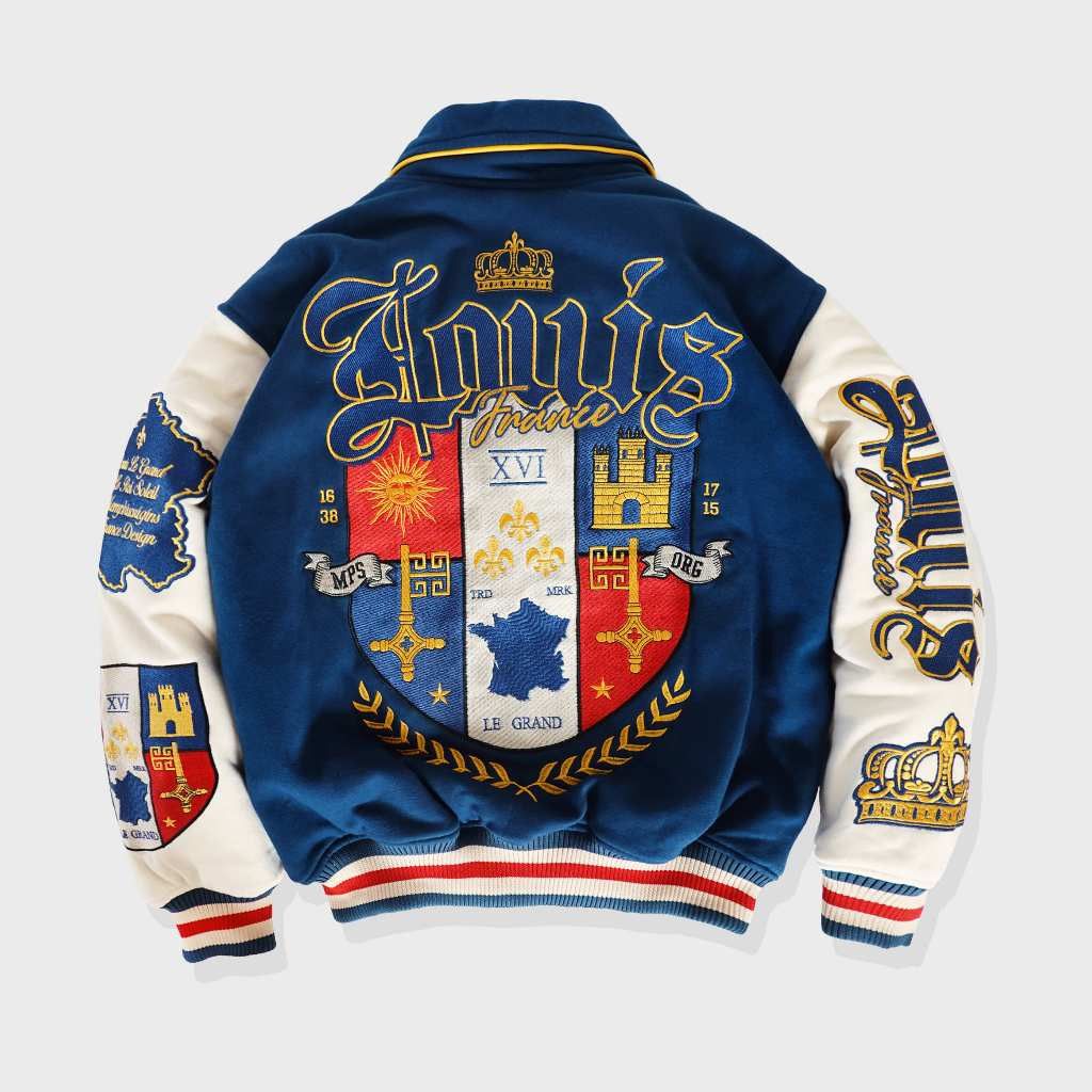 image of Bomber Jacket x Varsity Jacket Big Size Varsity Louis 3Xl in Blue, Men's