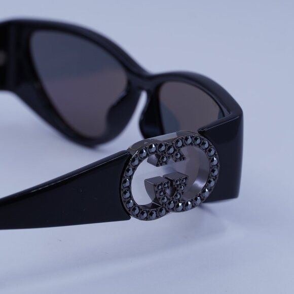 Gucci Gucci GG1824S 004 Sunglasses Black/Black Stone Cat Eye Frame Size ONE SIZE - 9 Thumbnail