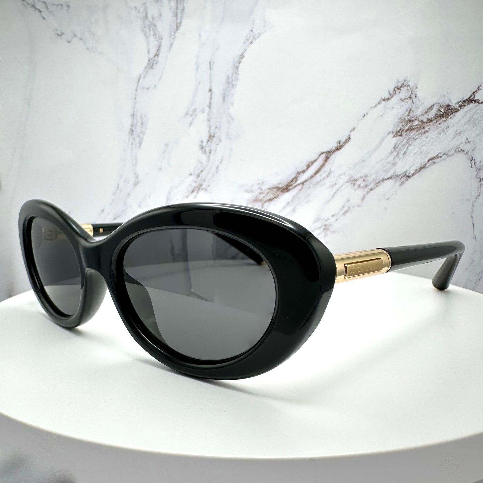 Dolce & Gabbana New Dolce & Gabbana Sunglasses Black Oval Cat Eye Gold Metal Size ONE SIZE - 16 Thumbnail