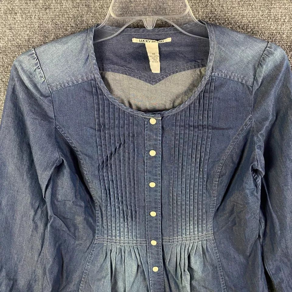 Lucky Brand Lucky Brand Top Women's XS Pearl Snap Long Sleeve Cotton Size XS / US 0-2 / IT 36-38 - 2 Thumbnail