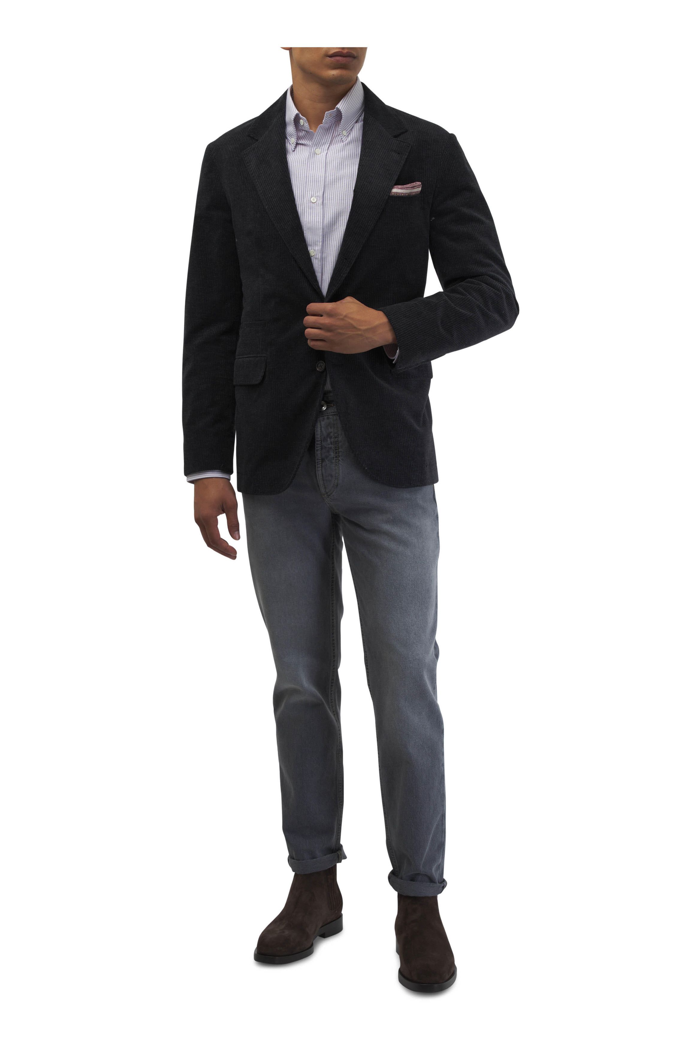 Brunello Cucinelli o1mtch0225 Cotton & Cashmere Sportcoat in Charcoal/Grey Size US L / EU 52-54 / 3 - 3 Thumbnail