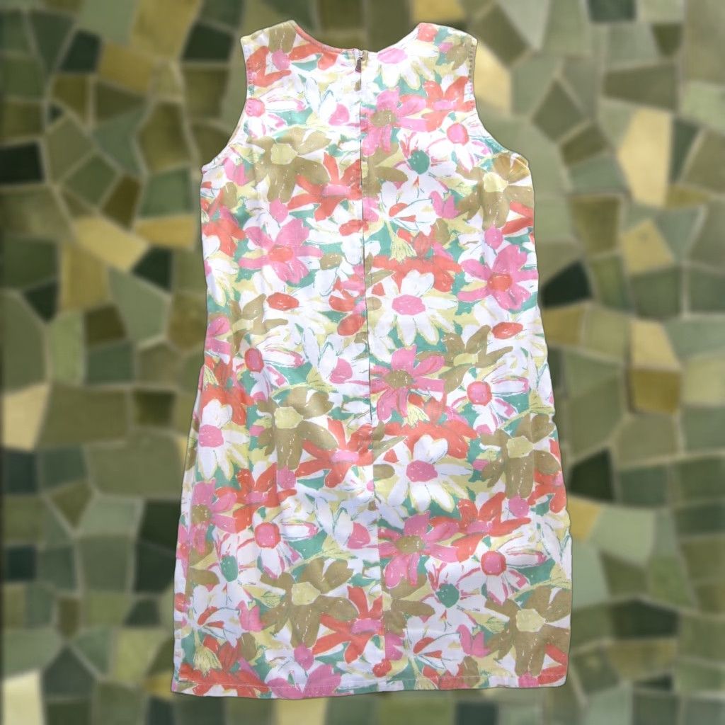 Pinko VINTAGE A.M.I. 100% Cotton Yellow Green Pink Floral Sleeveless Sheath Tank Dress M Dress Size M / US 6-8 / IT 42-44 - 1 Thumbnail