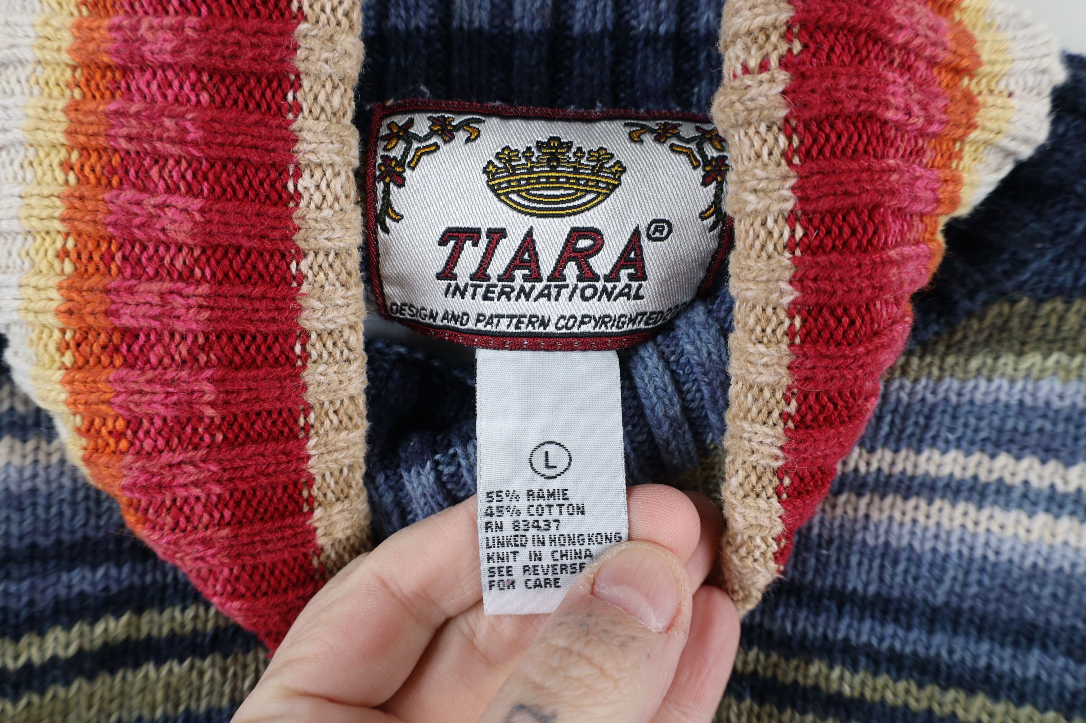 Vintage Vintage Y2K 2003 Streetwear Striped Knit Turtleneck Sweater Size L / US 10 / IT 46 - 5 Thumbnail