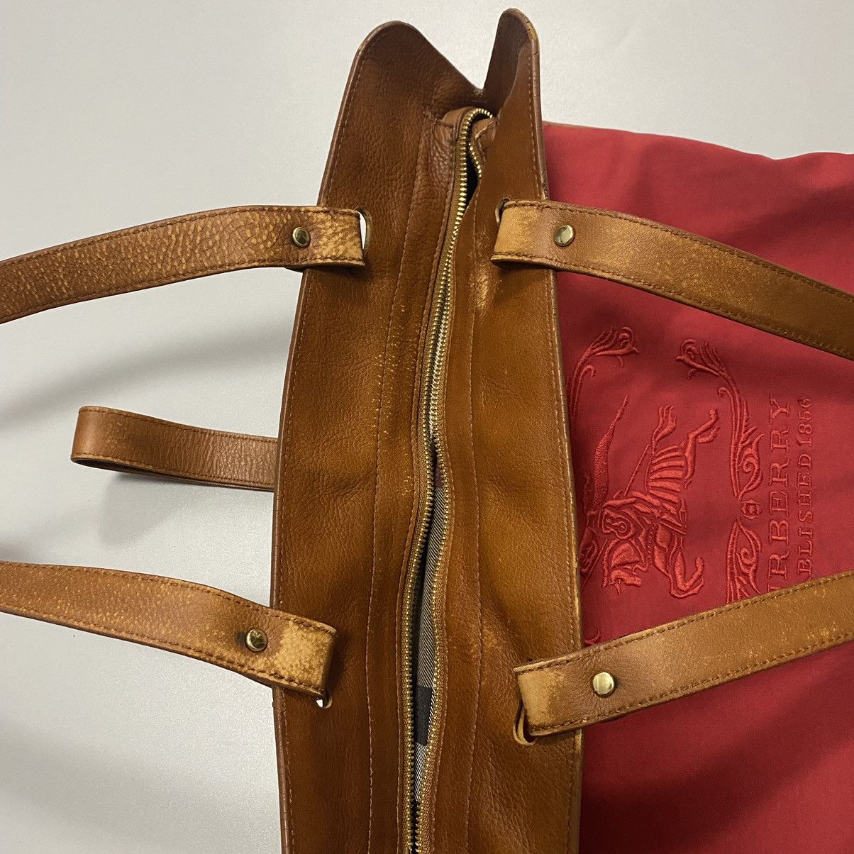 Burberry Burberry Red Leather Stowell Roll Up Tote Bag Shopper Size ONE SIZE - 9 Thumbnail