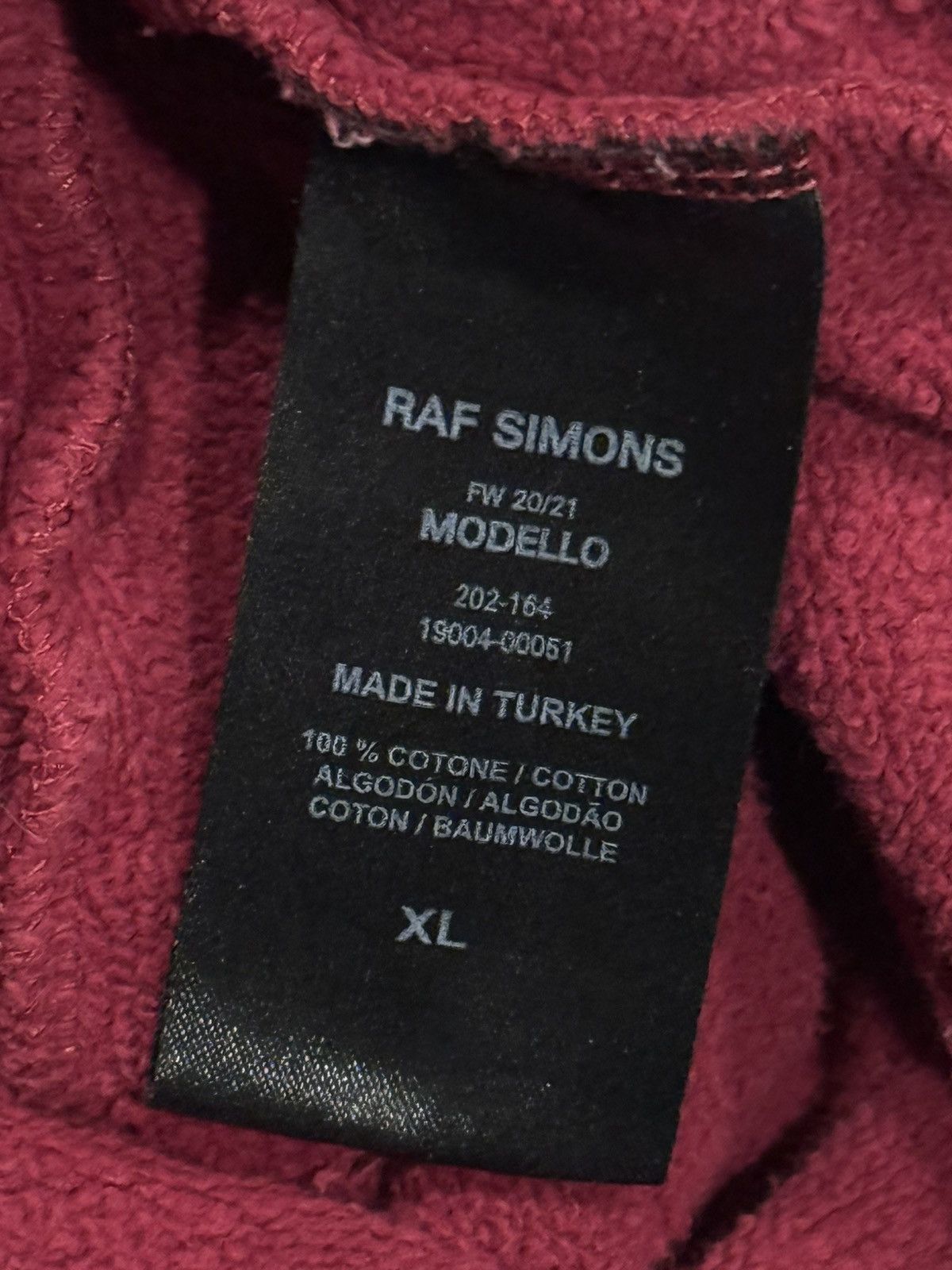 Raf Simons AW20/21 Distressed Raf Simons Nevada Hoodie in Burgundy Size US XL / EU 56 / 4 - 6 Thumbnail