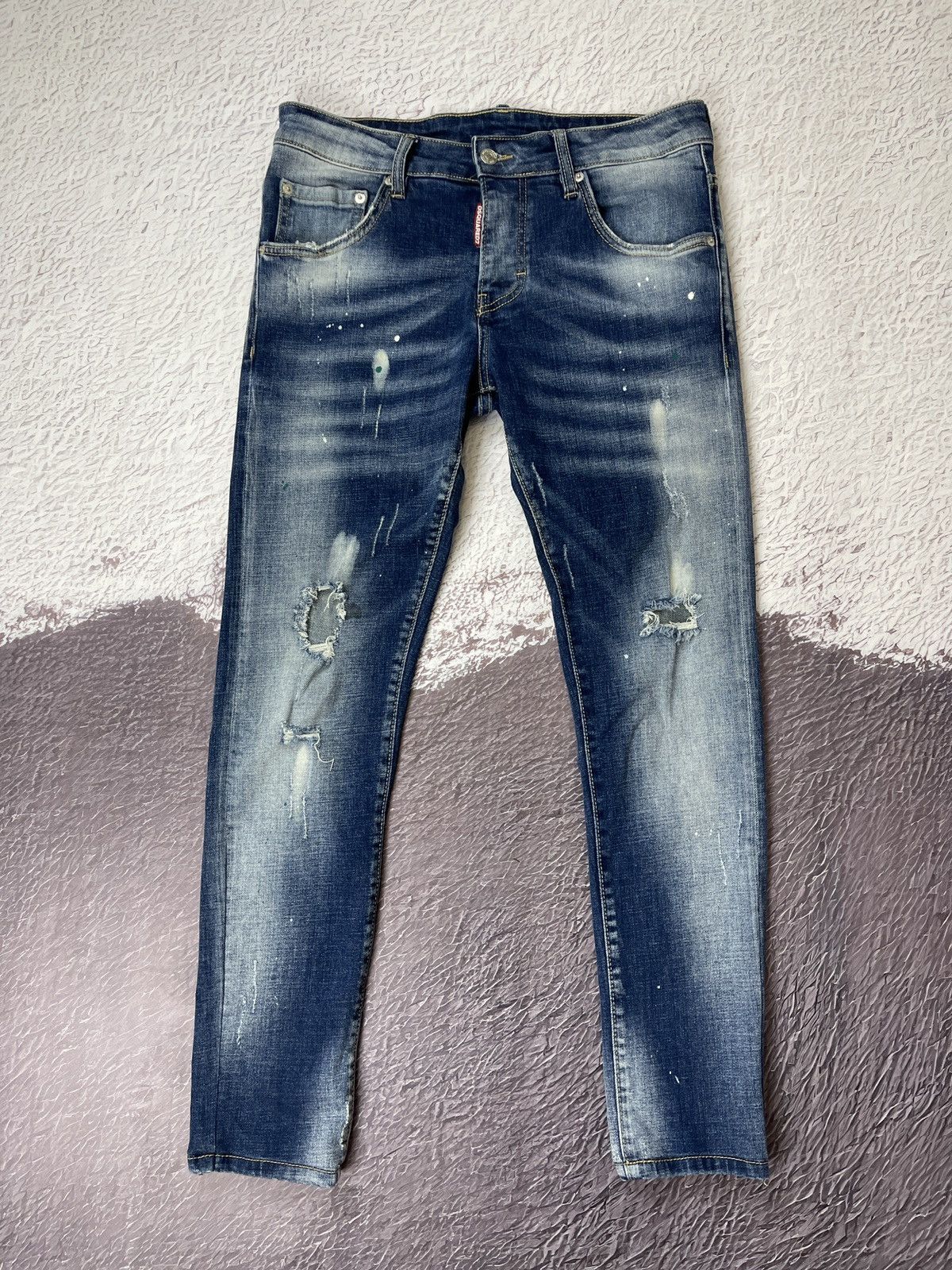 Dsquared2 Dsquared2 blue faded paint distressed punk revolution jeans Size US 32 / EU 48 - 3 Thumbnail
