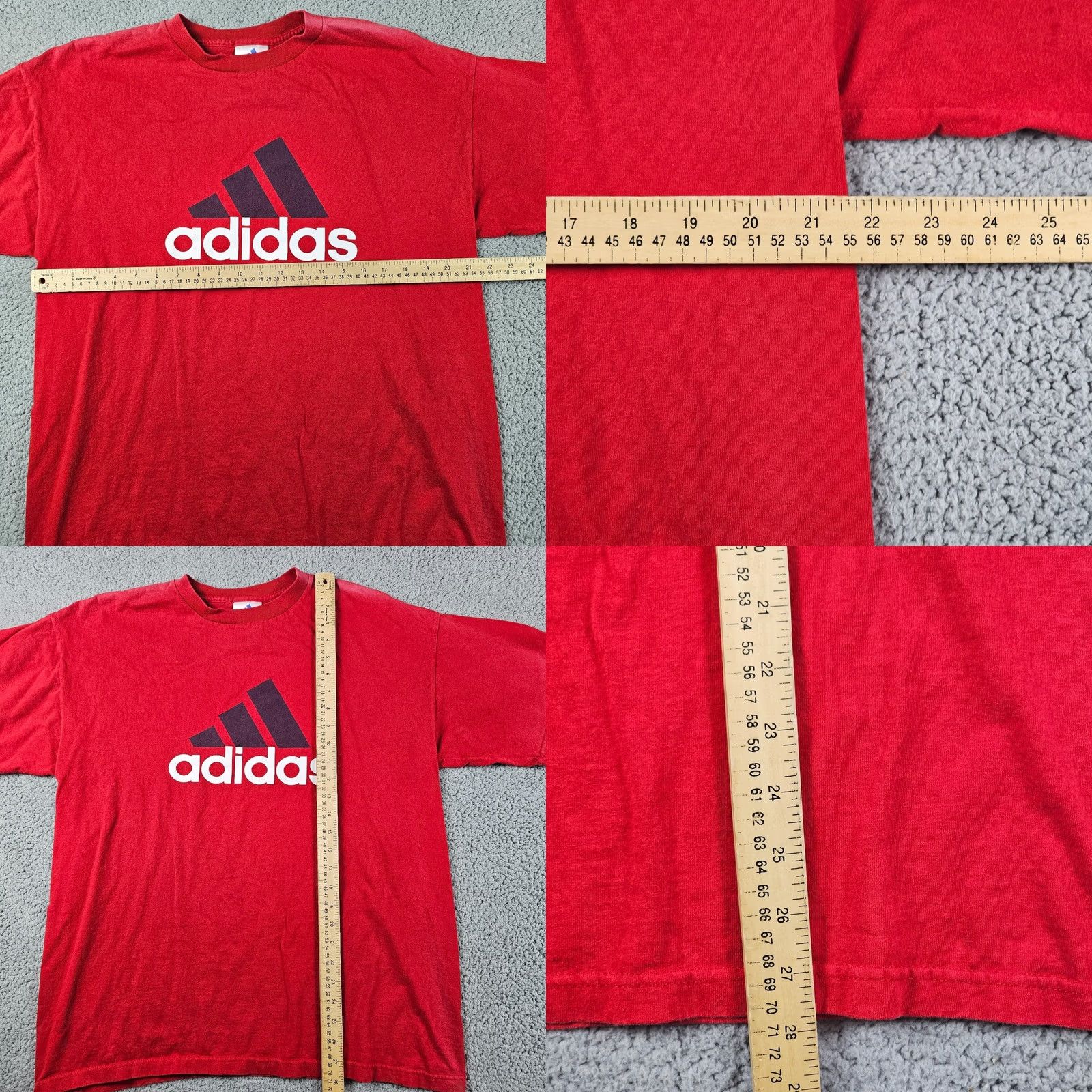 Adidas VINTAGE Adidas Shirt Mens Large Red USA Made Big Logo Graphic Faded 90s Y2K Size US L / EU 52-54 / 3 - 8 Thumbnail