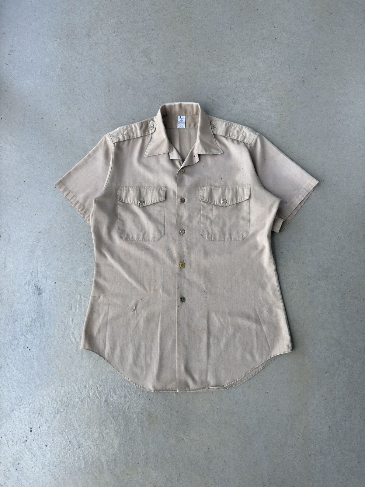 Vintage Vintage 1980s Cream Short Sleeve Button Up Shirt Size US M / EU 48-50 / 2 - 1 Thumbnail