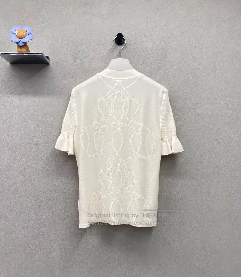 Hermes Hermes Short Sleeve Sweater with Ruffled Sleeves Size S / US 4 / IT 40 - 2 Thumbnail