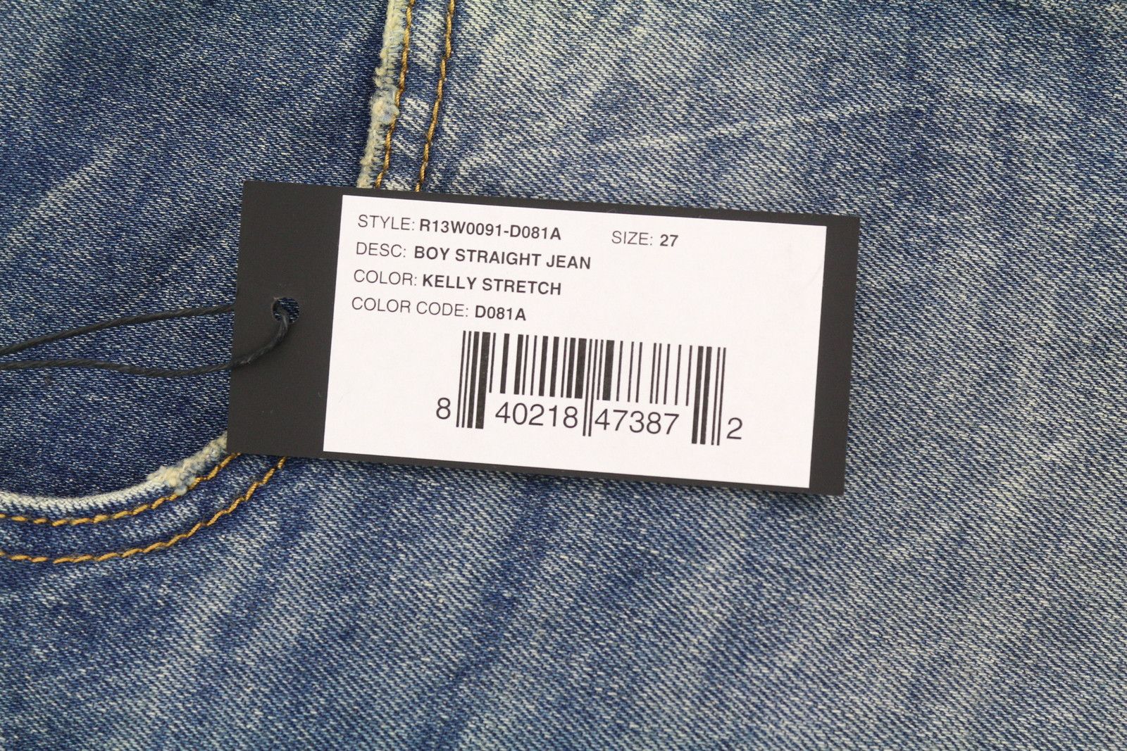 R13 BOY STRAIGHT 27 Cropped Ankle Washed Blue Kelly 84445 Size 27" / US 4 / IT 40 - 7 Thumbnail