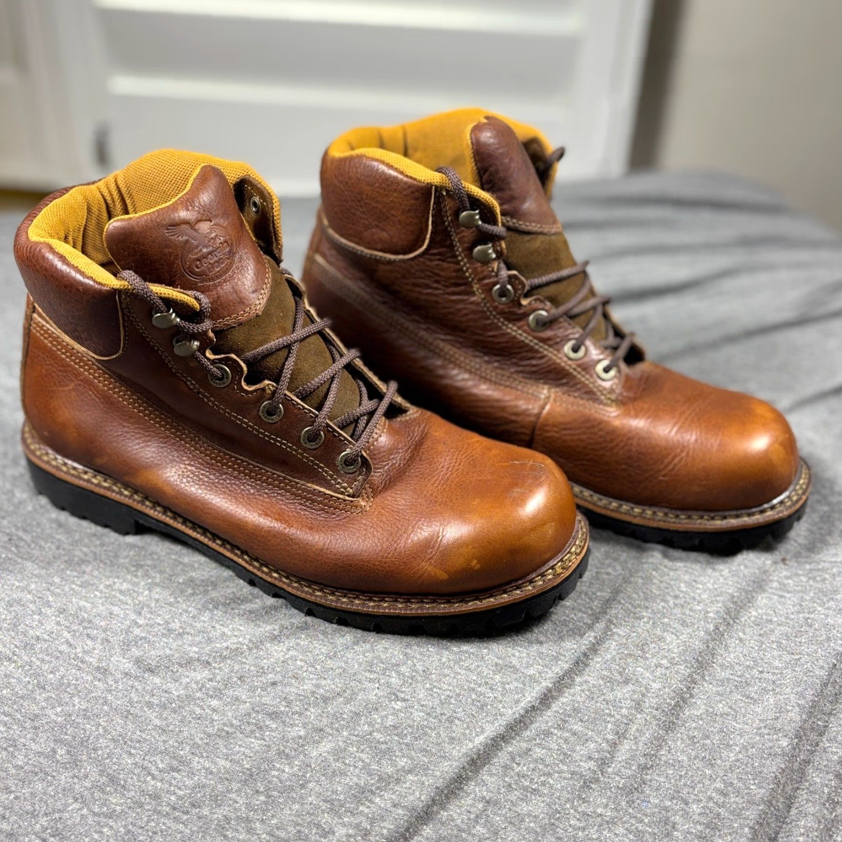Vintage VINTAGE Georgia 6" Safety Work Boots Mens 13M Brown G7102 Waterproof Logger Vibram Sole Size US 13 / EU 46 - 3 Thumbnail