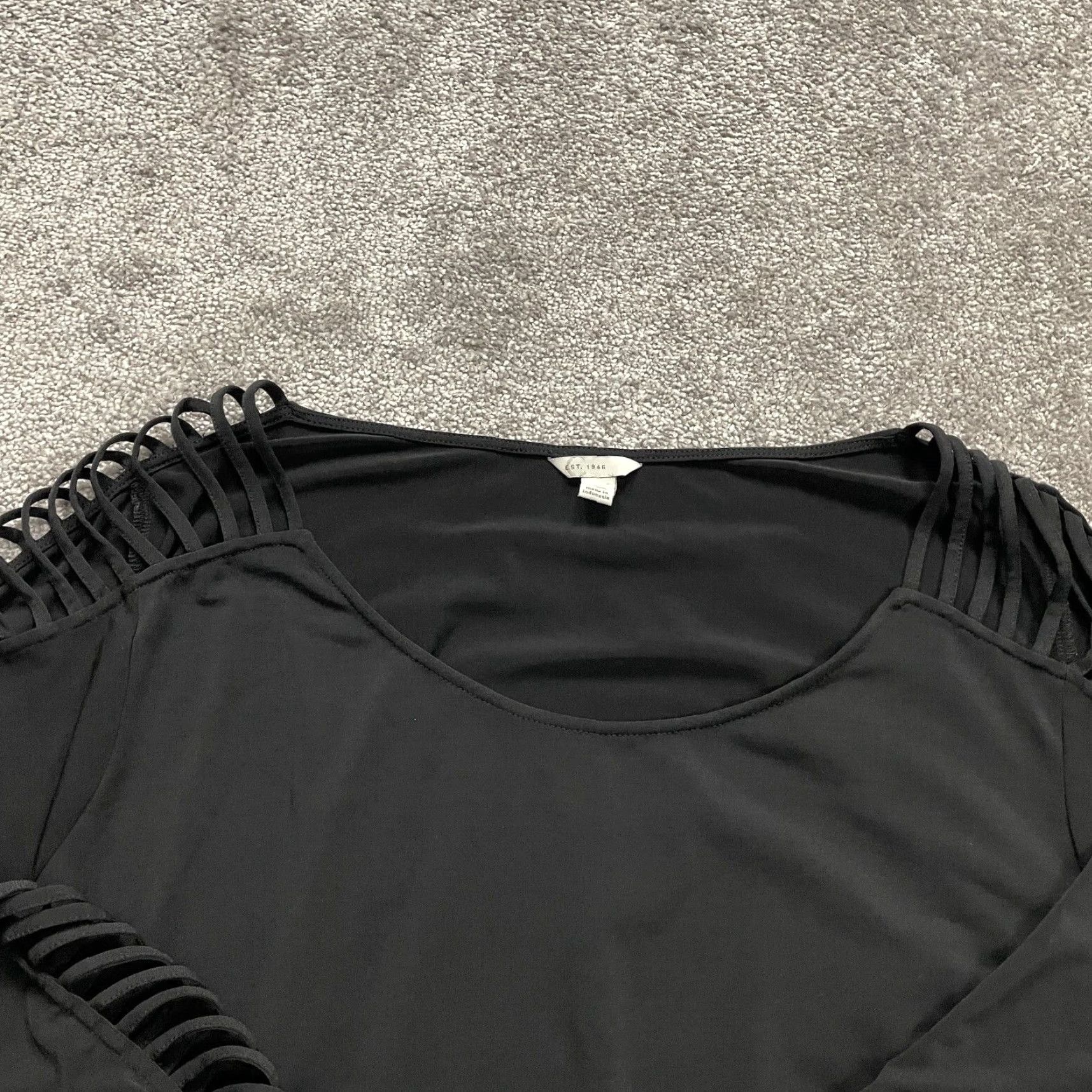 Vintage Cato Blouse Tunic Womens 18W Plus Black Long Sleeve Round Neck Casual Stretch Fit Regular Size XXL / US 16-18 / IT 52-54 - 3 Thumbnail