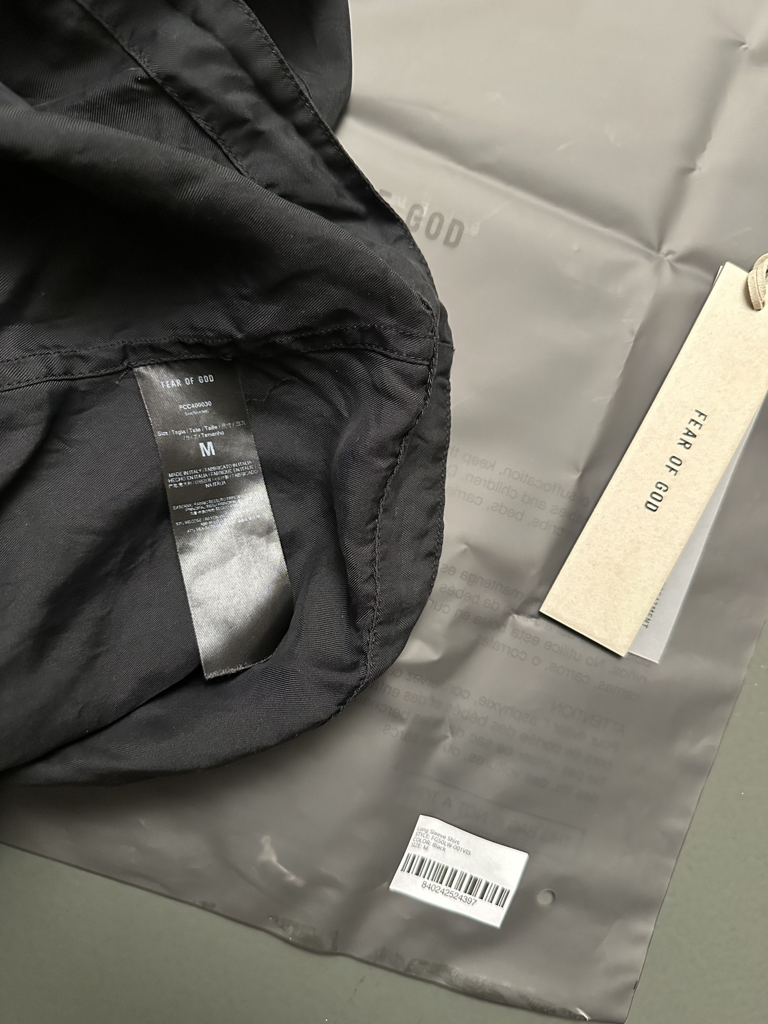 Fear of God SILK LONG SLEEVE SHIRT - BLACK / M Size US M / EU 48-50 / 2 - 2 Thumbnail