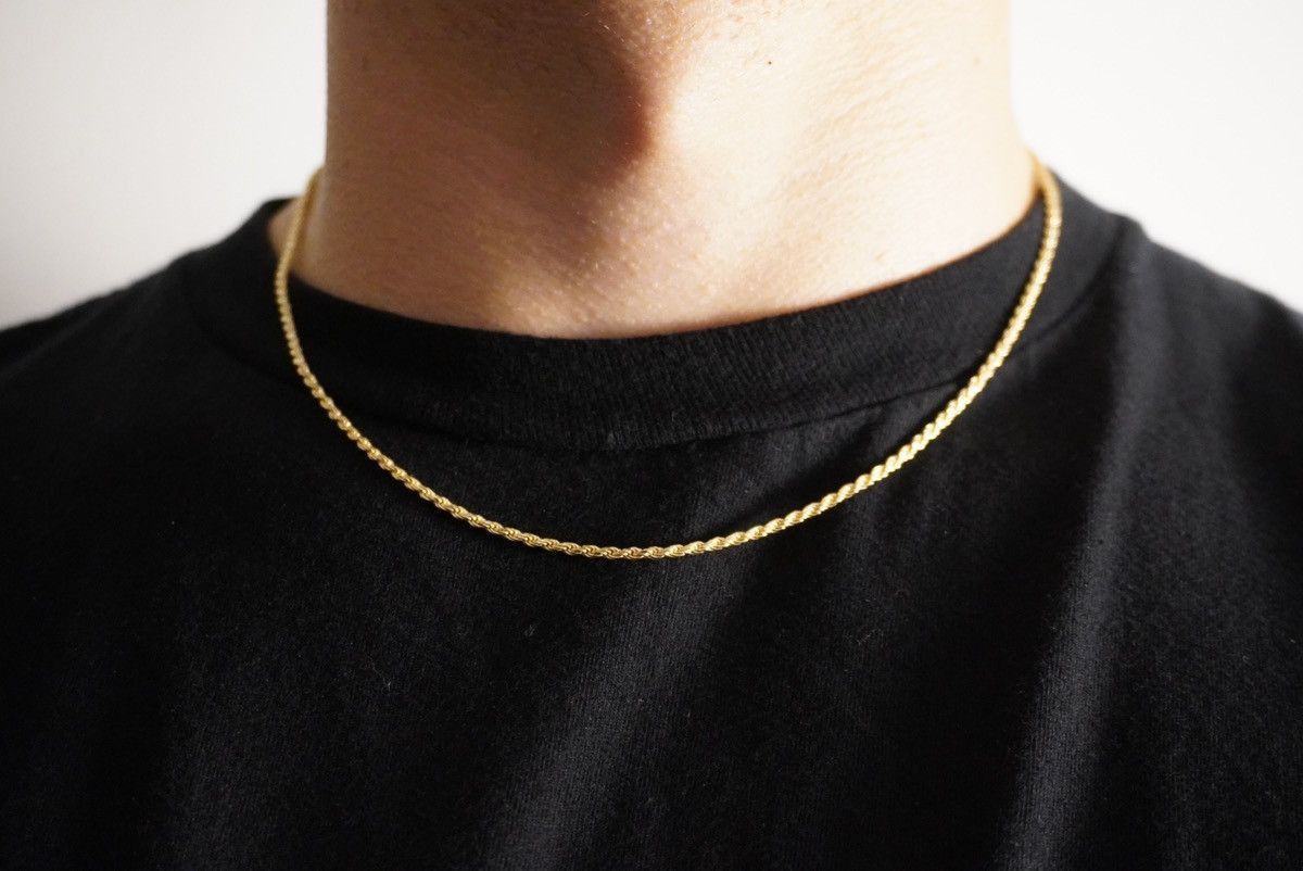 Jewelry Gold Chain 14k Gold Vermeil Rope Chain 2mm 18 Inches Size ONE SIZE - 1 Thumbnail