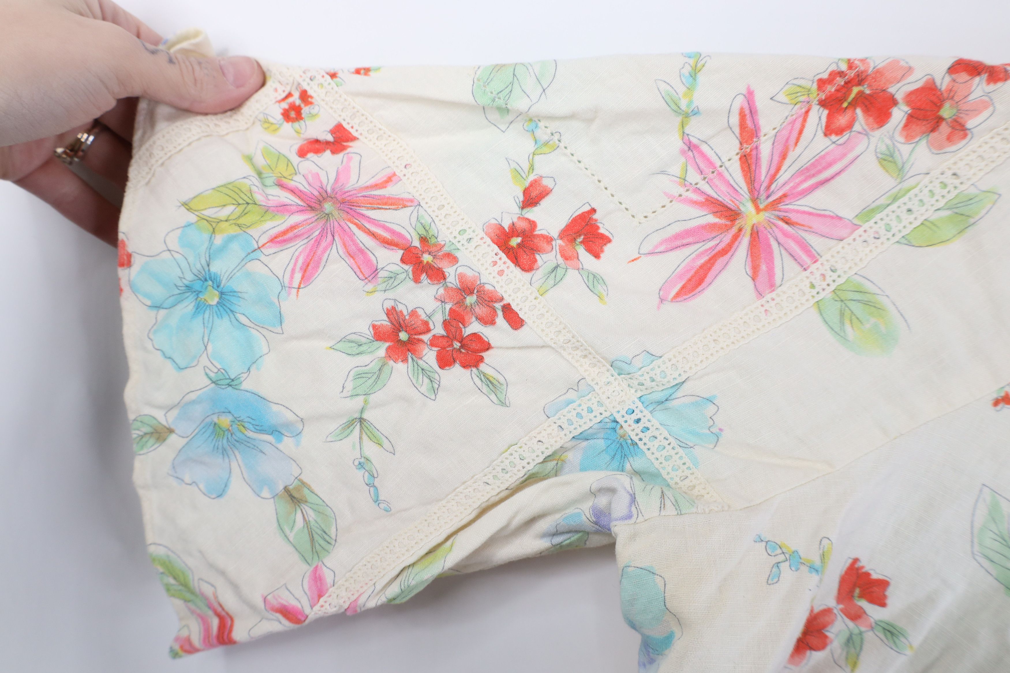 Vintage Vintage 90s Y2K Streetwear Flared Sleeve Flower Button Shirt Size XXL / US 16-18 / IT 52-54 - 8 Thumbnail
