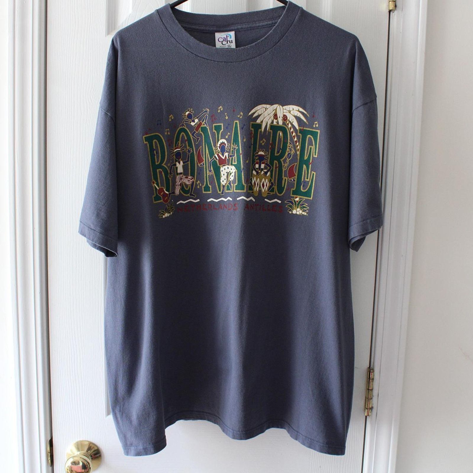 Vintage Vintage 90's Netherlands Antilles Gray Graphic Tee Size US XL / EU 56 / 4 - 3 Thumbnail