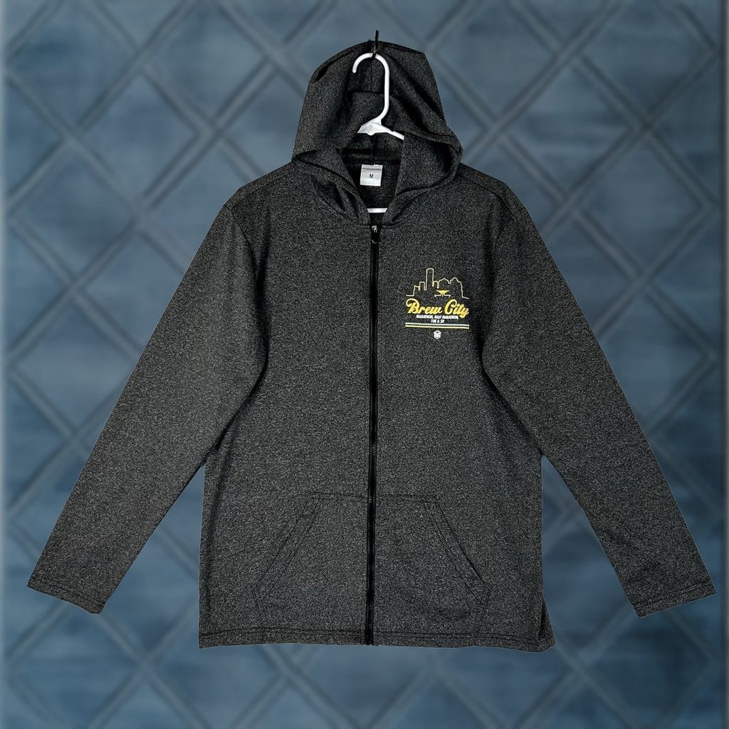 Vintage Brew City Milwaukee Marathon Full Zip Hoodie Adult M Gray Casual Run Shirt Size US M / EU 48-50 / 2 - 1 Thumbnail