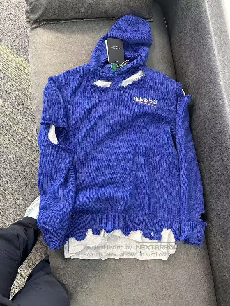 Balenciaga Balenciaga Blue Destroyed Embroidered Coca-Cola Hoodie, Si Size US XS / EU 42 / 0 - 1 Thumbnail