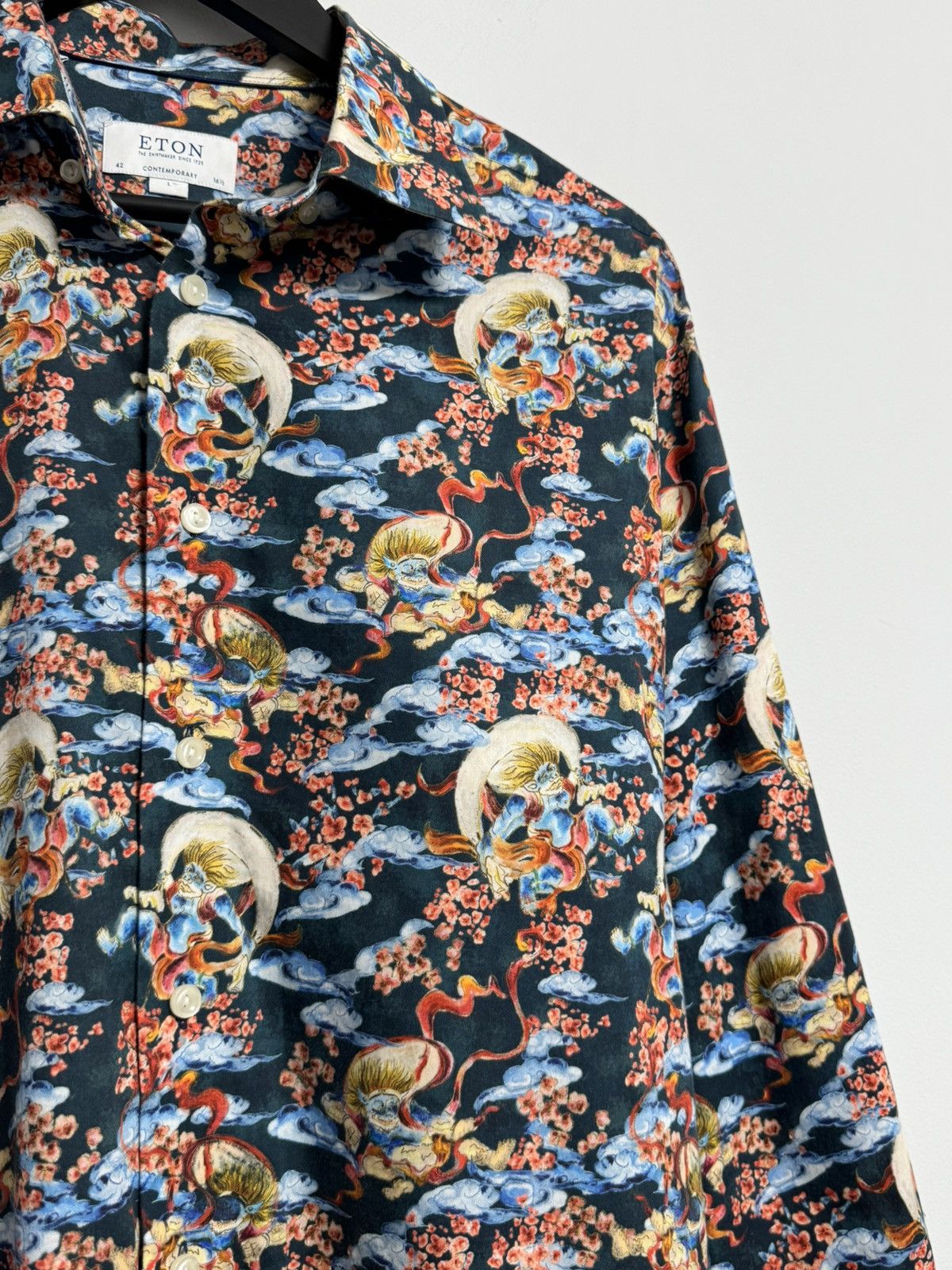 Eton Eton Mens AOP Gin Japanese Style Signature Twill Button Size US L / EU 52-54 / 3 - 8 Thumbnail