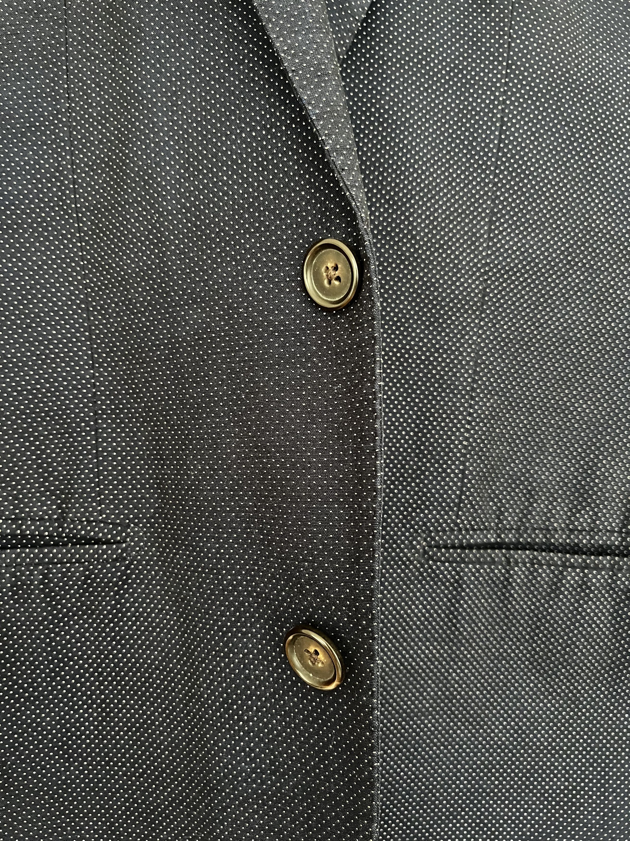 Club Monaco Navy & White Dot Cotton Suit Size 38R - 6 Thumbnail