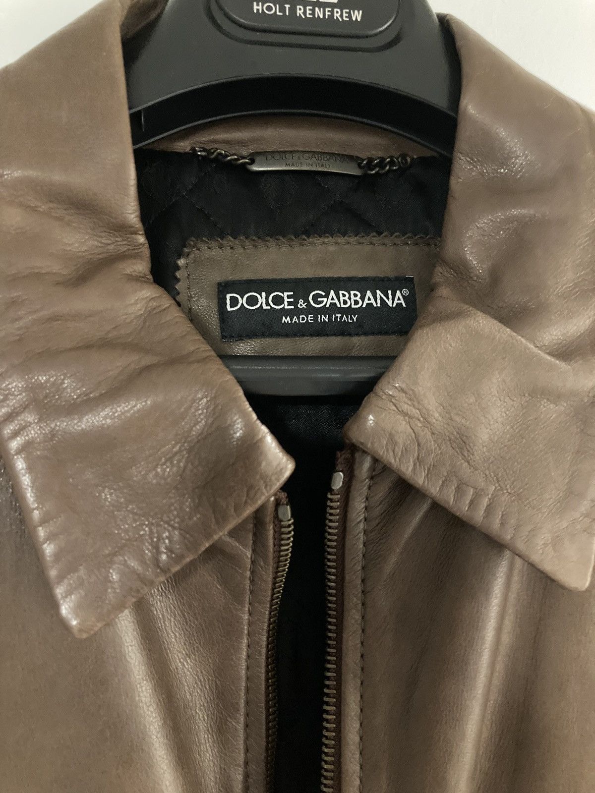 Dolce & Gabbana Lambskin Leather Dolce and Gabbana Bomber Jacket in Brown Size US S / EU 44-46 / 1 - 2 Thumbnail