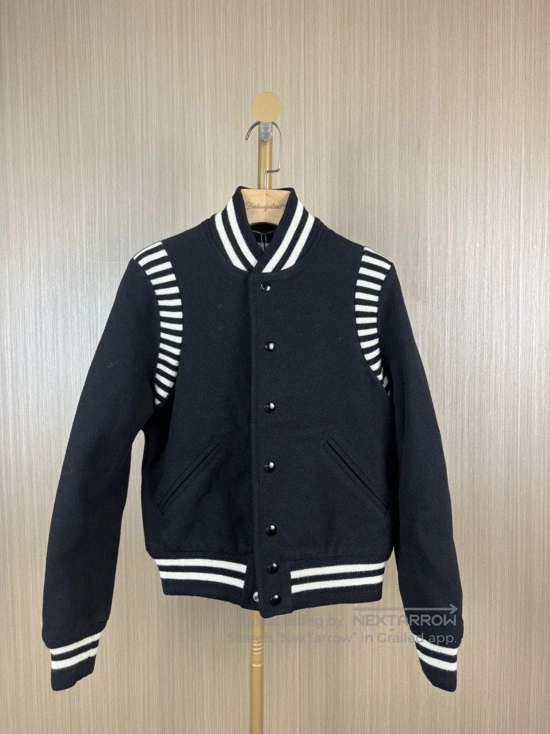 Saint Laurent Paris Saint Laurent Black White Stripe Baseball Jacket. Size XS / US 0-2 / IT 36-38 - 1 Thumbnail