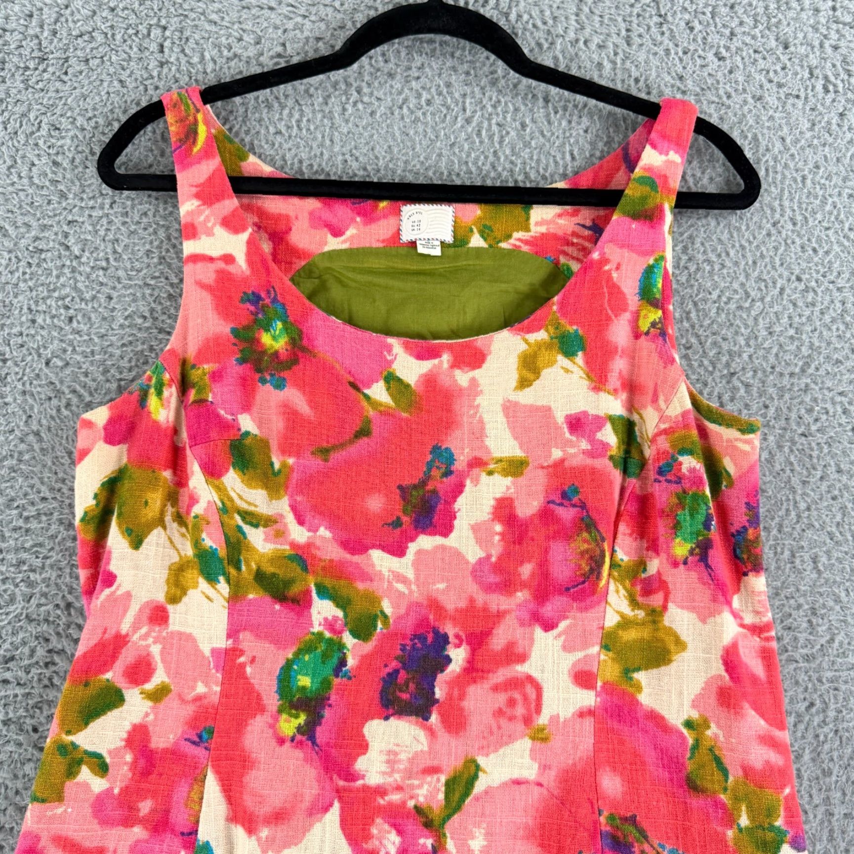 Anthropologie Anthropologie Postage Stamp Dress Womens Size 10 Pink Floral Linen Blend Lined Dress Size L / US 10 / IT 46 - 2 Thumbnail