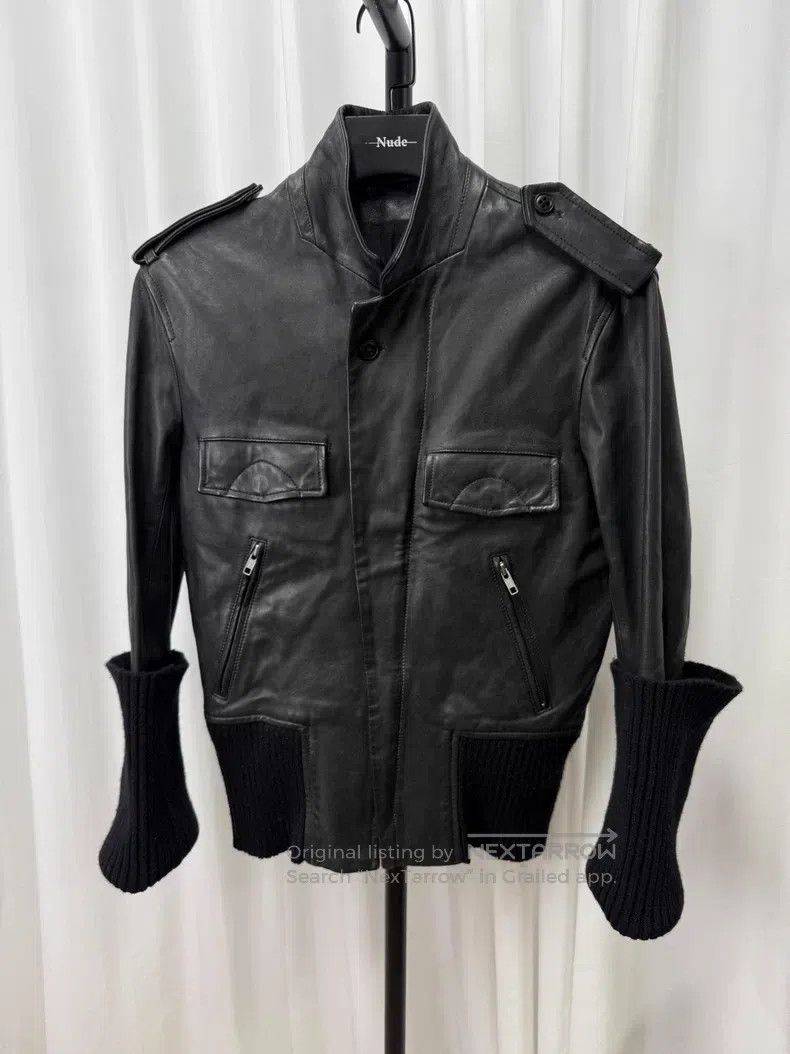 Ann Demeulemeester Ann Demeulemeester Long ribbed leather jacket Size US S / EU 44-46 / 1 - 1 Thumbnail