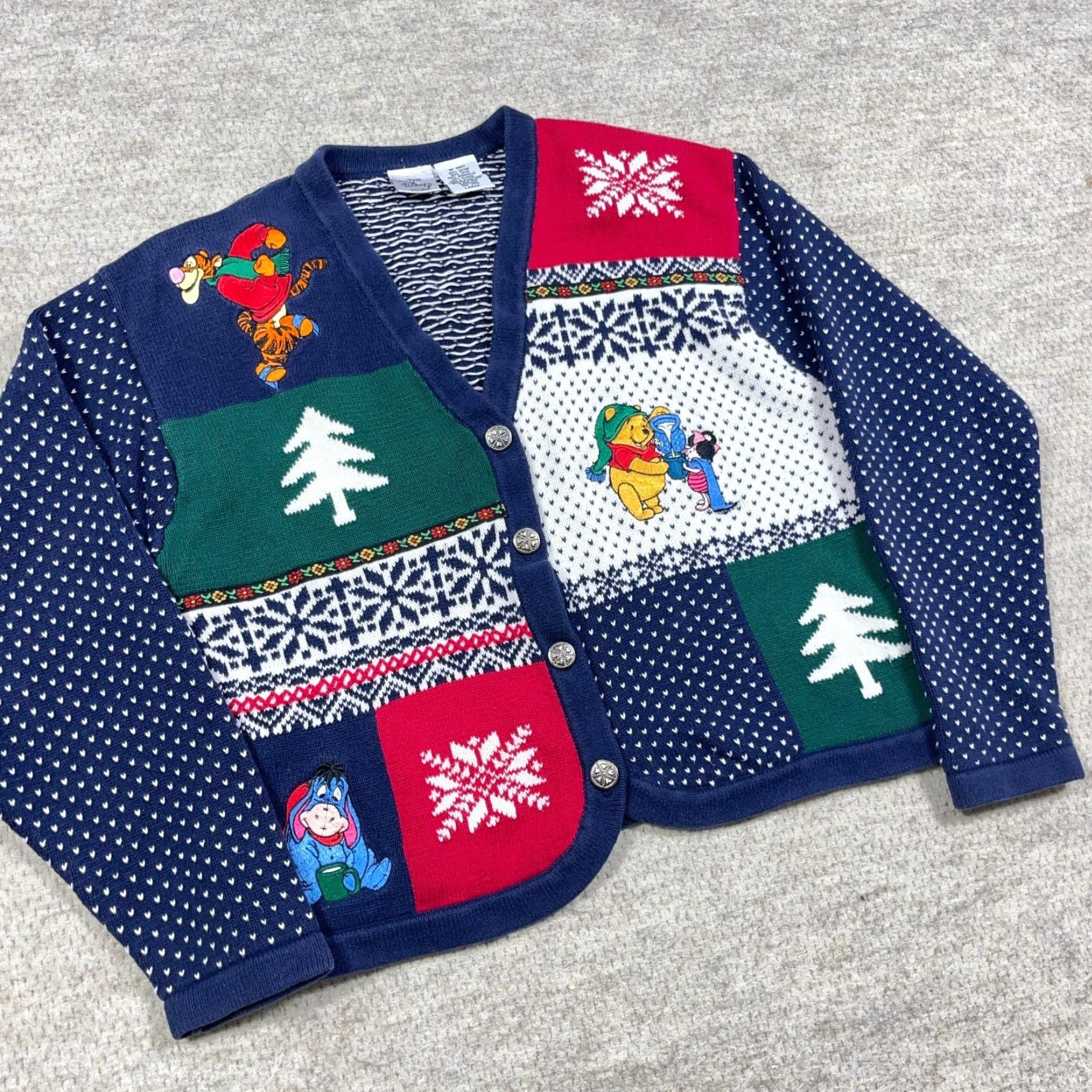 Disney VINTAGE Disney Cardigan Sweater Women L Blue Mickey Mouse Christmas Birdseye Geometric Bohemian 90s Theme Mens Womens Size L / US 10 / IT 46 - 5 Thumbnail