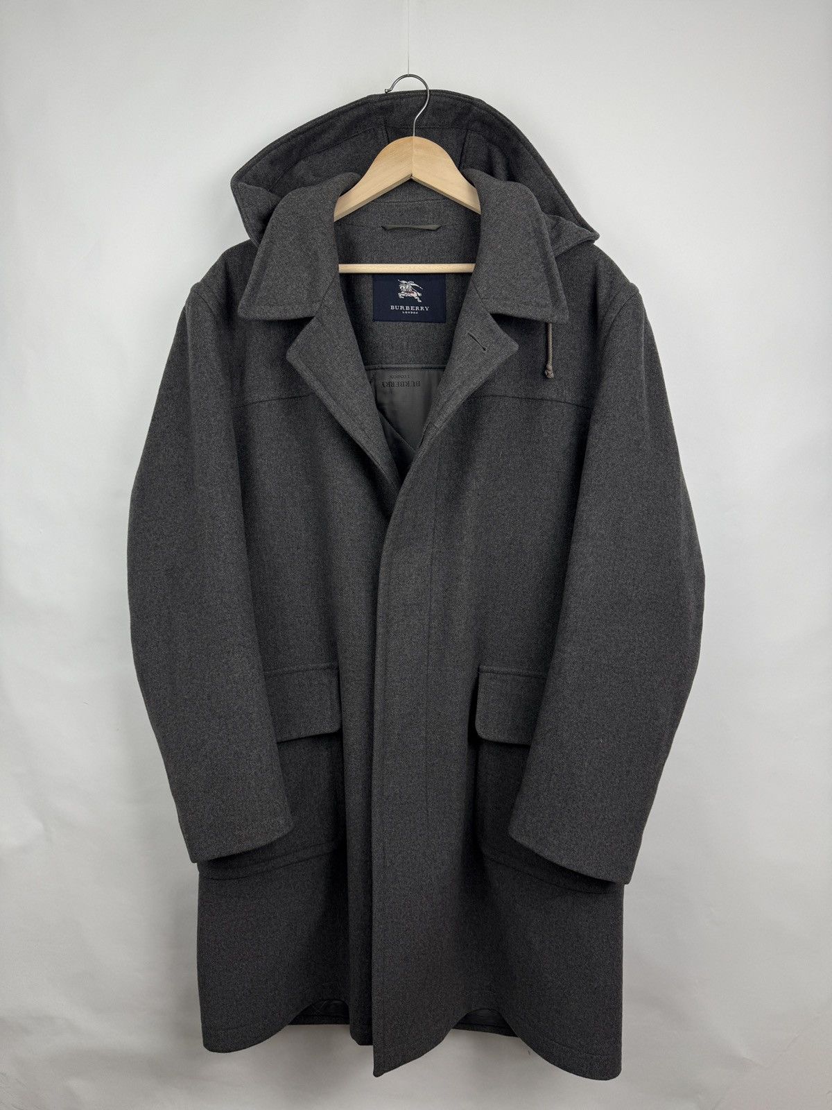 Burberry 🇬🇧 Vintage 90s Burberry London Wool Hooded Coat Retro Rare Size US M / EU 48-50 / 2 - 2 Thumbnail