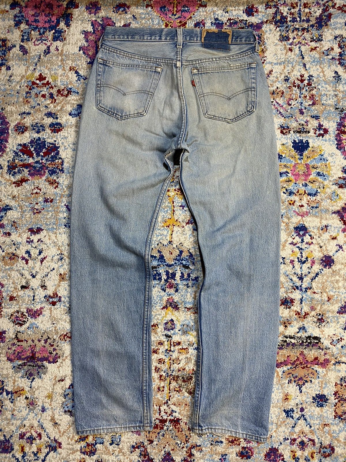 Levi's × Vintage 60's Levis Destroyed Washed Blue Rindem Jeans Size US 30 / EU 46 - 2 Thumbnail