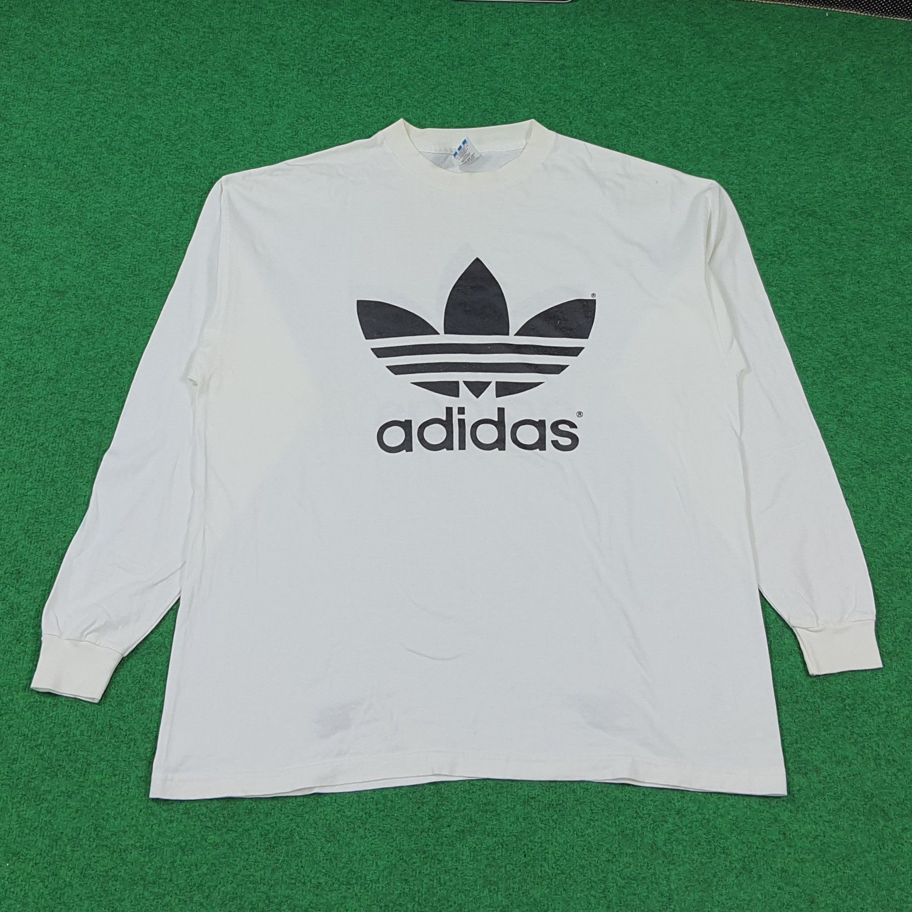 Adidas Vintage 90s Adidas Trefoil Madde in USA Tshirt C285N75 Size US XL / EU 56 / 4 - 1 Thumbnail