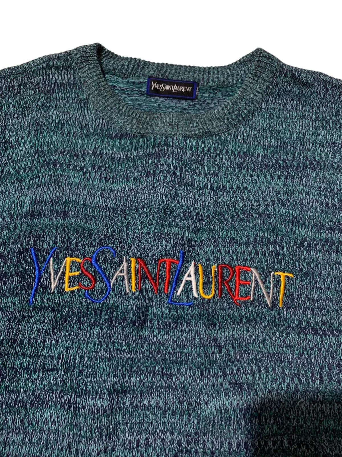 Yves Saint Laurent Yves saint Laurent rainbow logo emboirid wool sweater Size US L / EU 52-54 / 3 - 2 Thumbnail