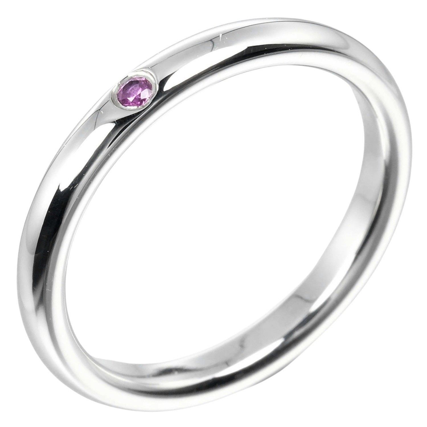 Tiffany & Co. Tiffany & Co. Elsa Peretti 1 Diamond Stacking Band Ring Silver 925 with Pink Saphir Size ONE SIZE - 1 Thumbnail