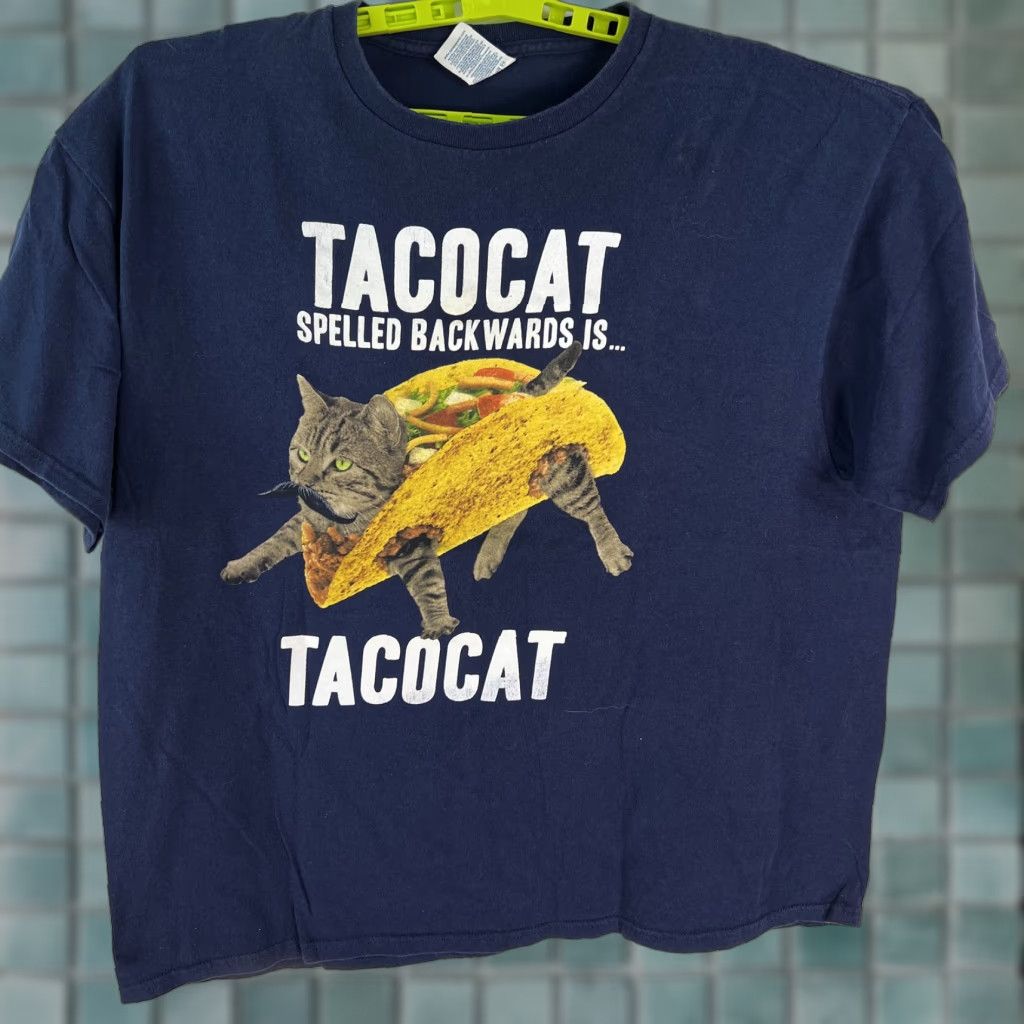 Delta Delta Shirt Mens XL Blue Spelled Backwards Is Tacocat Pro Weight Pullover T Shirt Size US XL / EU 56 / 4 - 1 Thumbnail